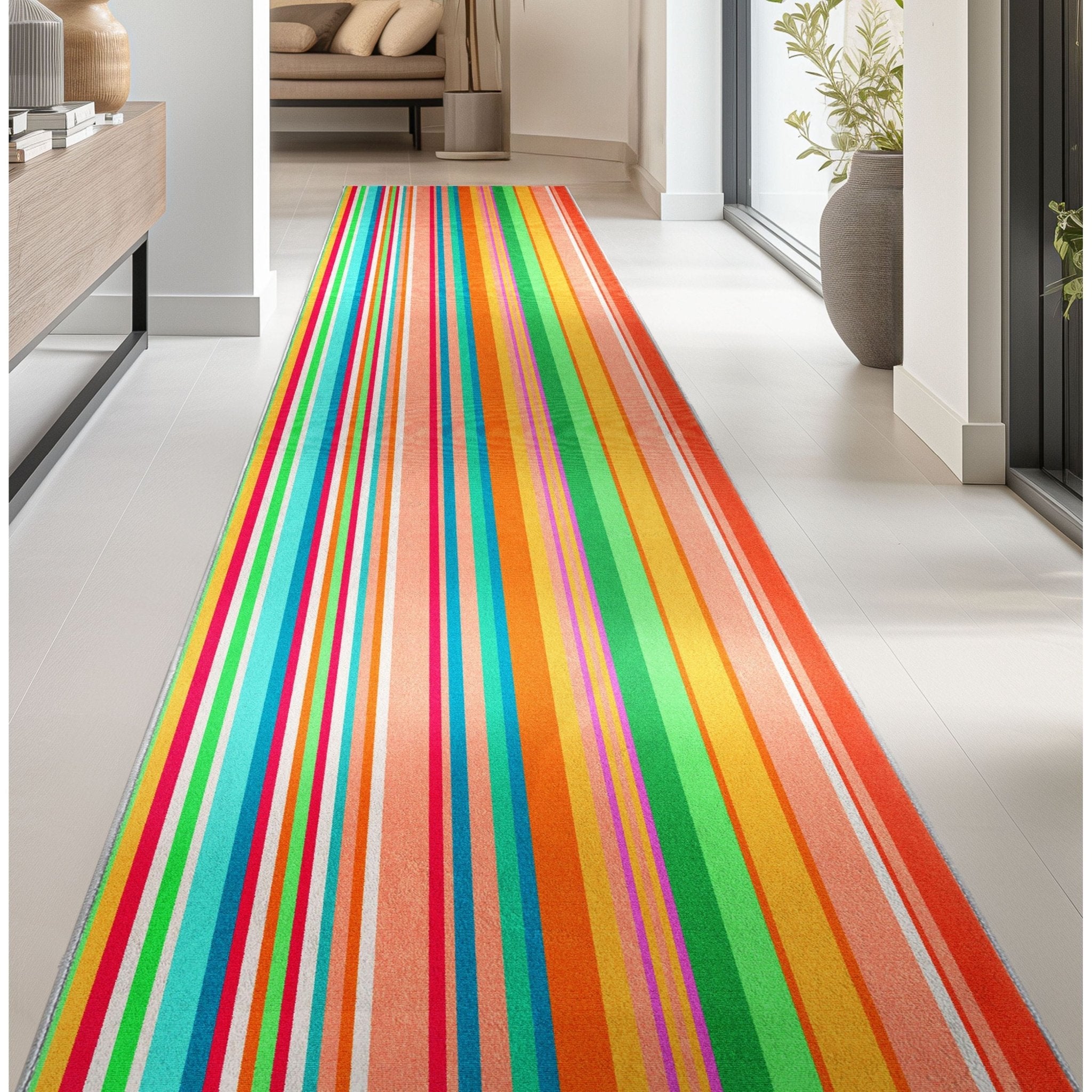 Custom Size Runner Seabreeze Lines Modern Multi Choose Your Width x Choose Your Length Hallway Runner Rug、mySite、gigharbornorthrealestate