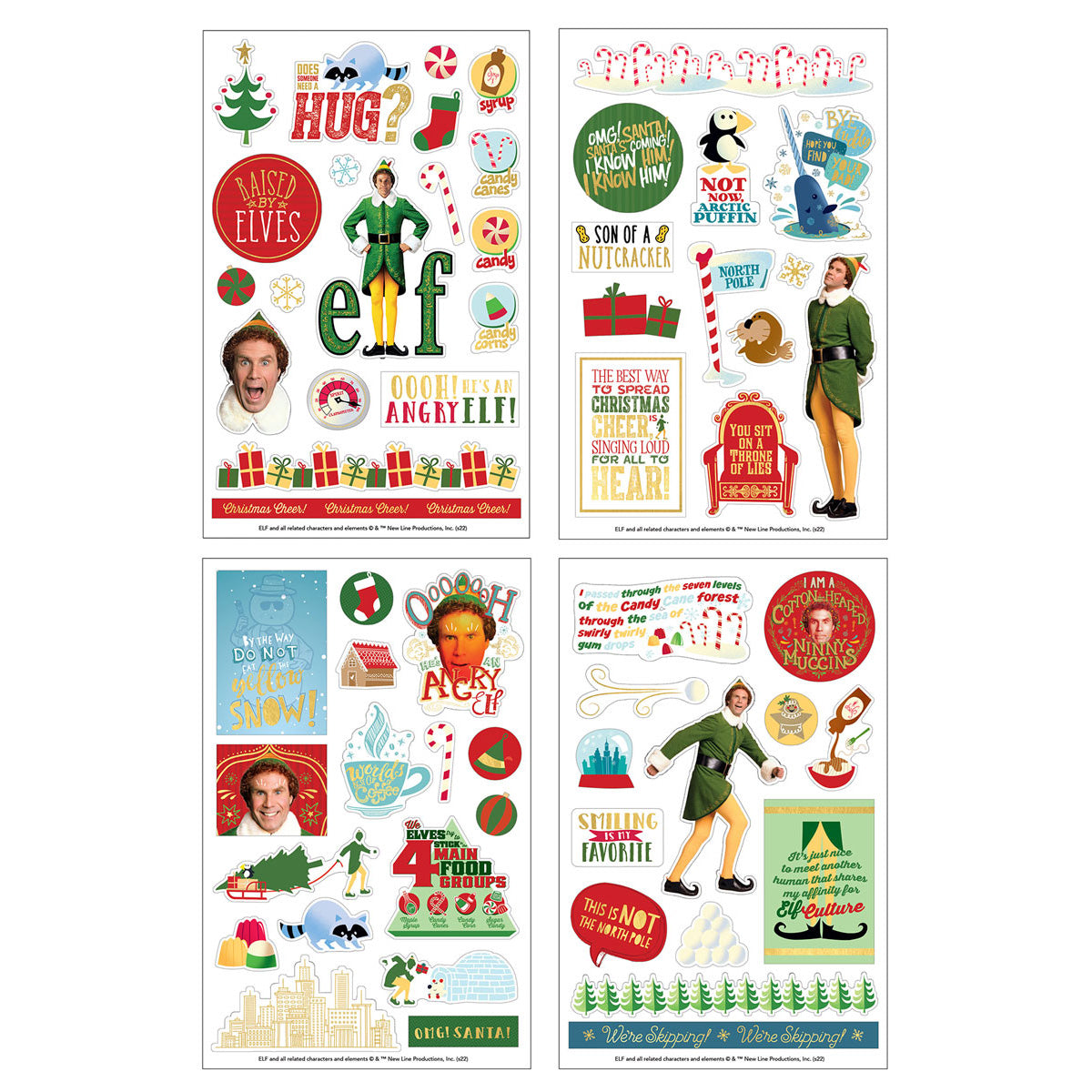  Buddy-the-Elf Stickers, 4 sheets、mySite、ghnorth