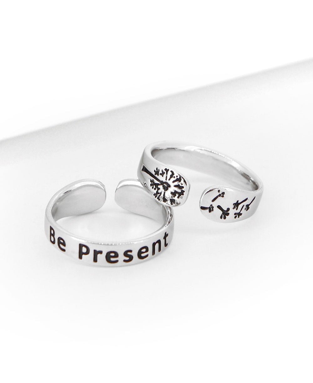 Be Present Inspirational Adjustable Mantra Ring、mySite、topwebapps