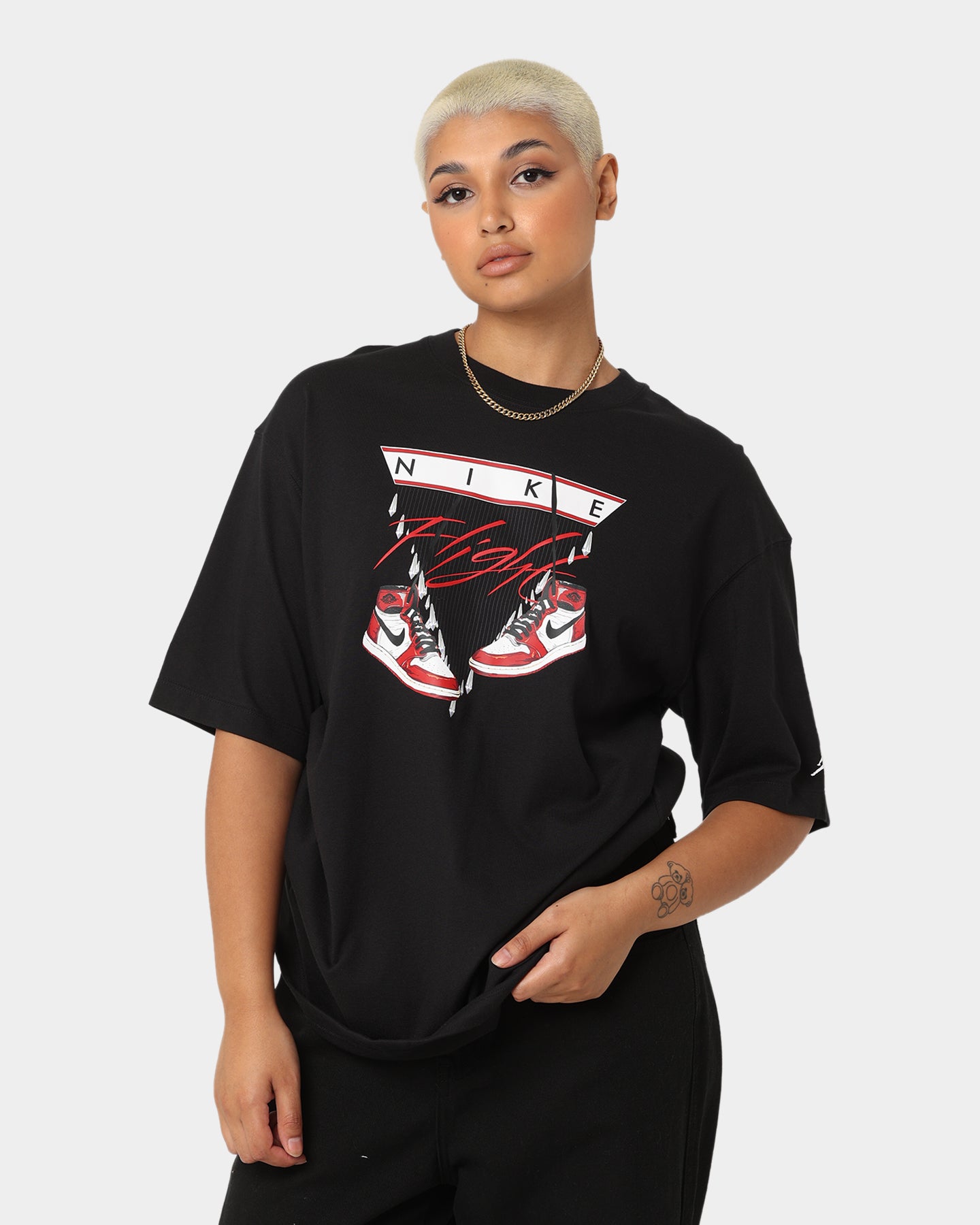 Jordan Women's Jordan Flight Shoe Graphic T-Shirt Black/Varsity Red、mySite、zt4zffjzw
