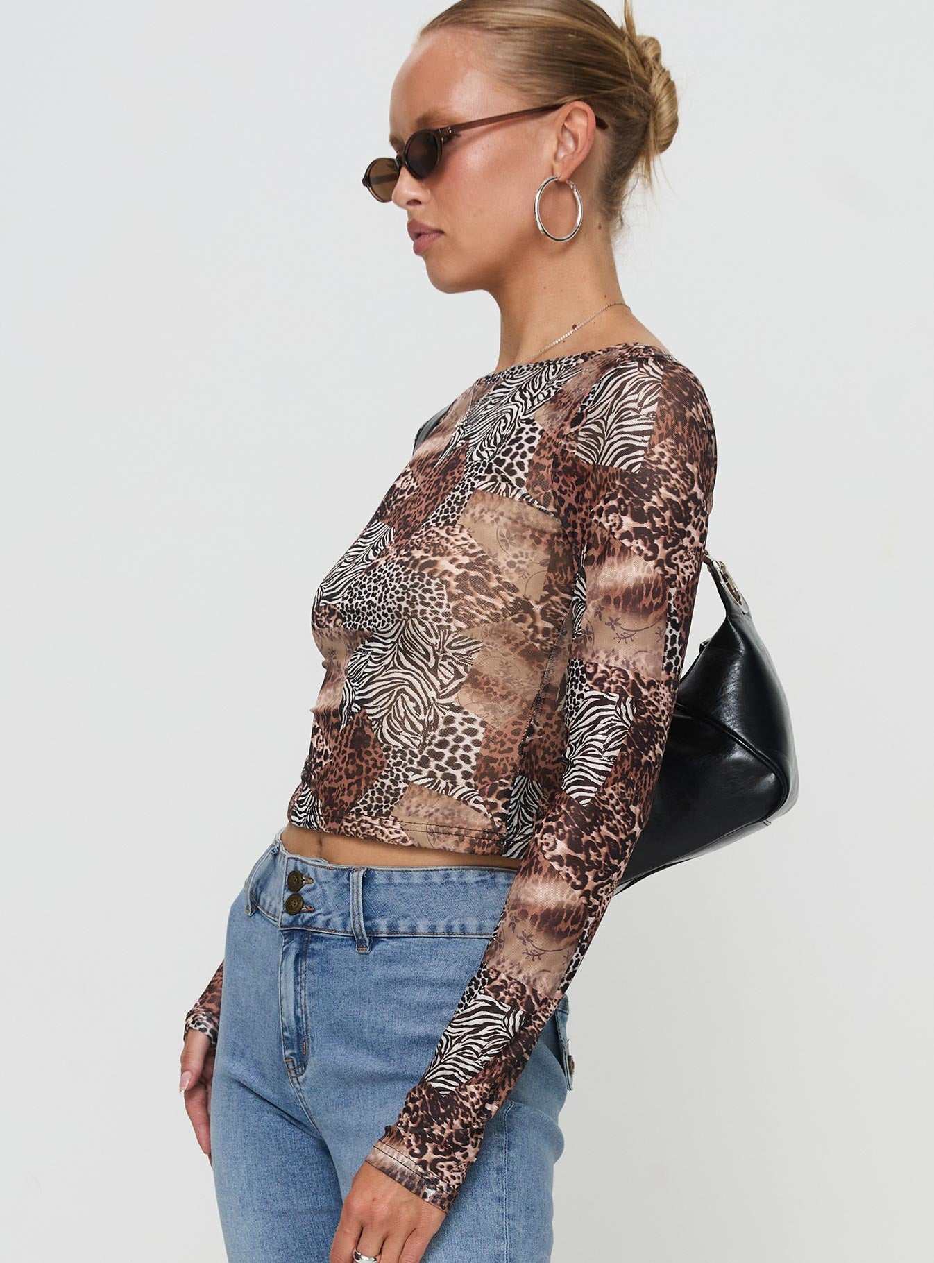 Tied In Long Sleeve Top Leopard、mySite、solidvoid