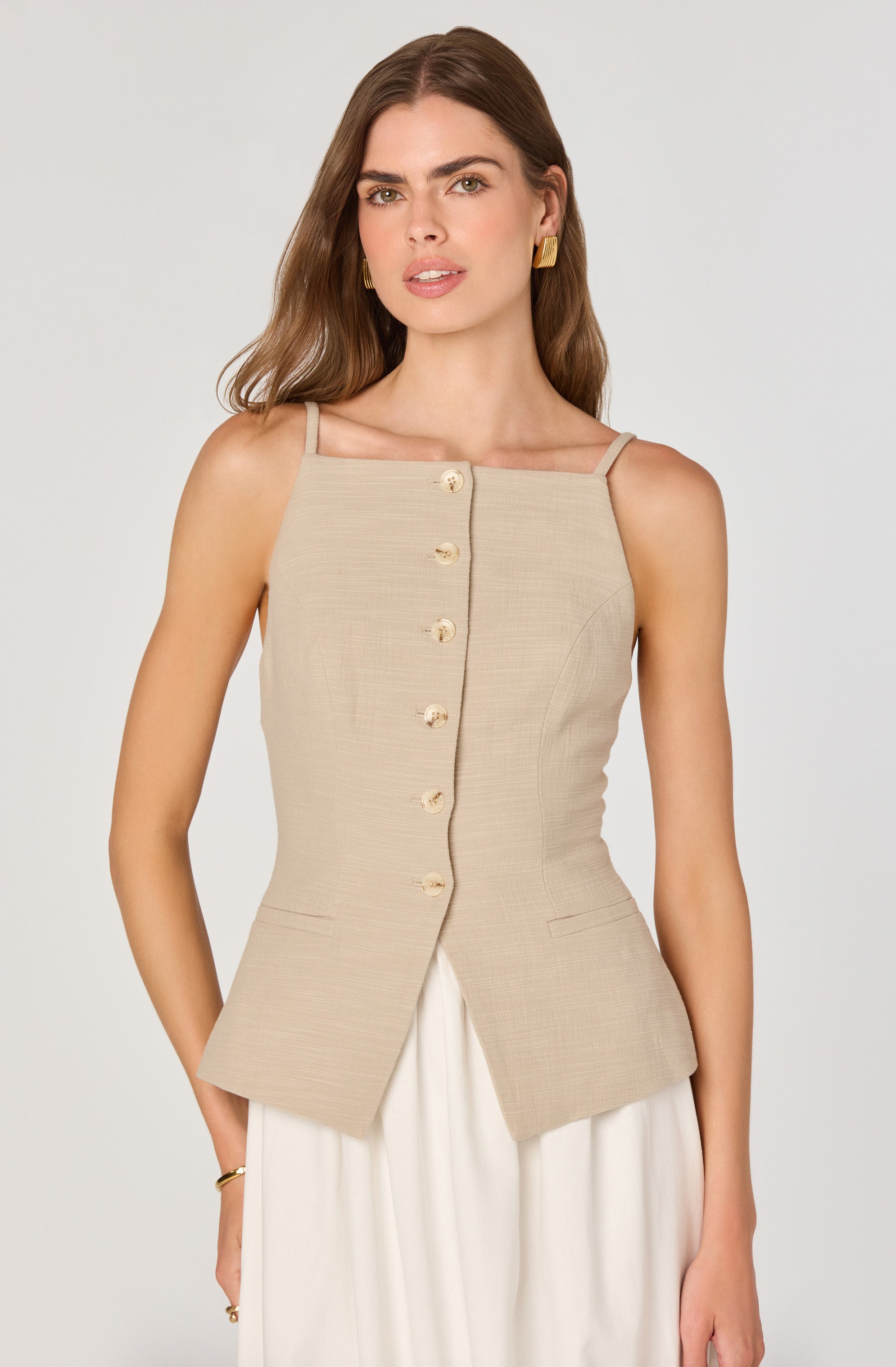 Longline Vest Mixed Media Dress、mySite、solidvoid