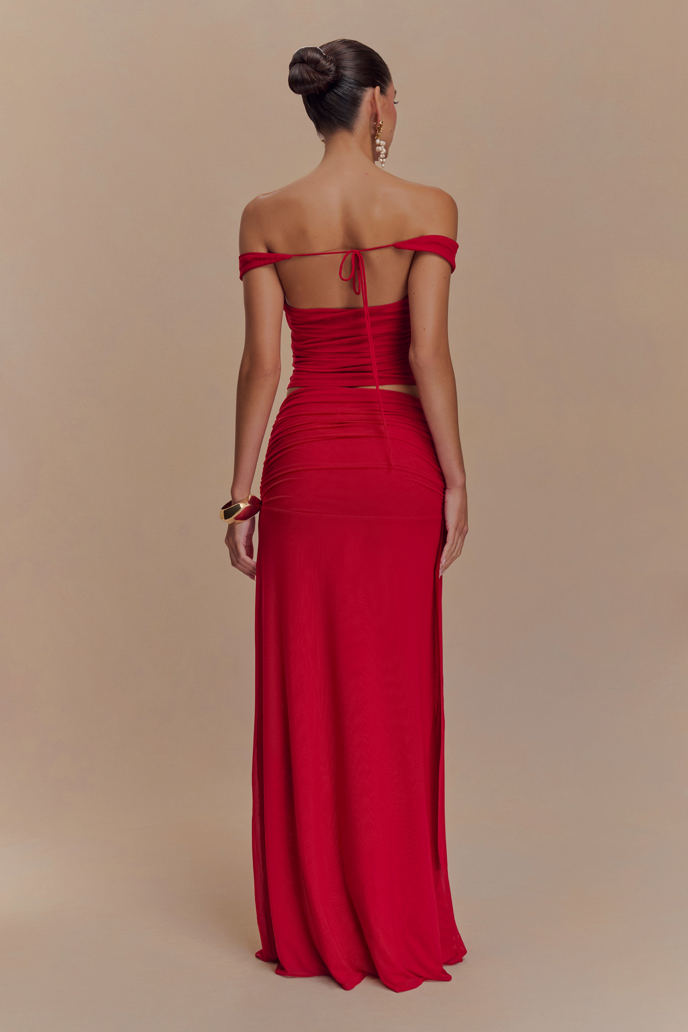 Arna Mesh Maxi Skirt - Ruby、mySite、solidvoid