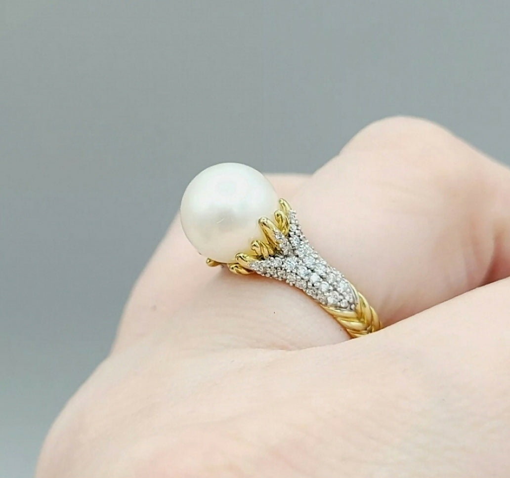David Yurman Starburst Pearl Ring 鈥?Diamonds & 18k Gold、mySite、hinf8tx79