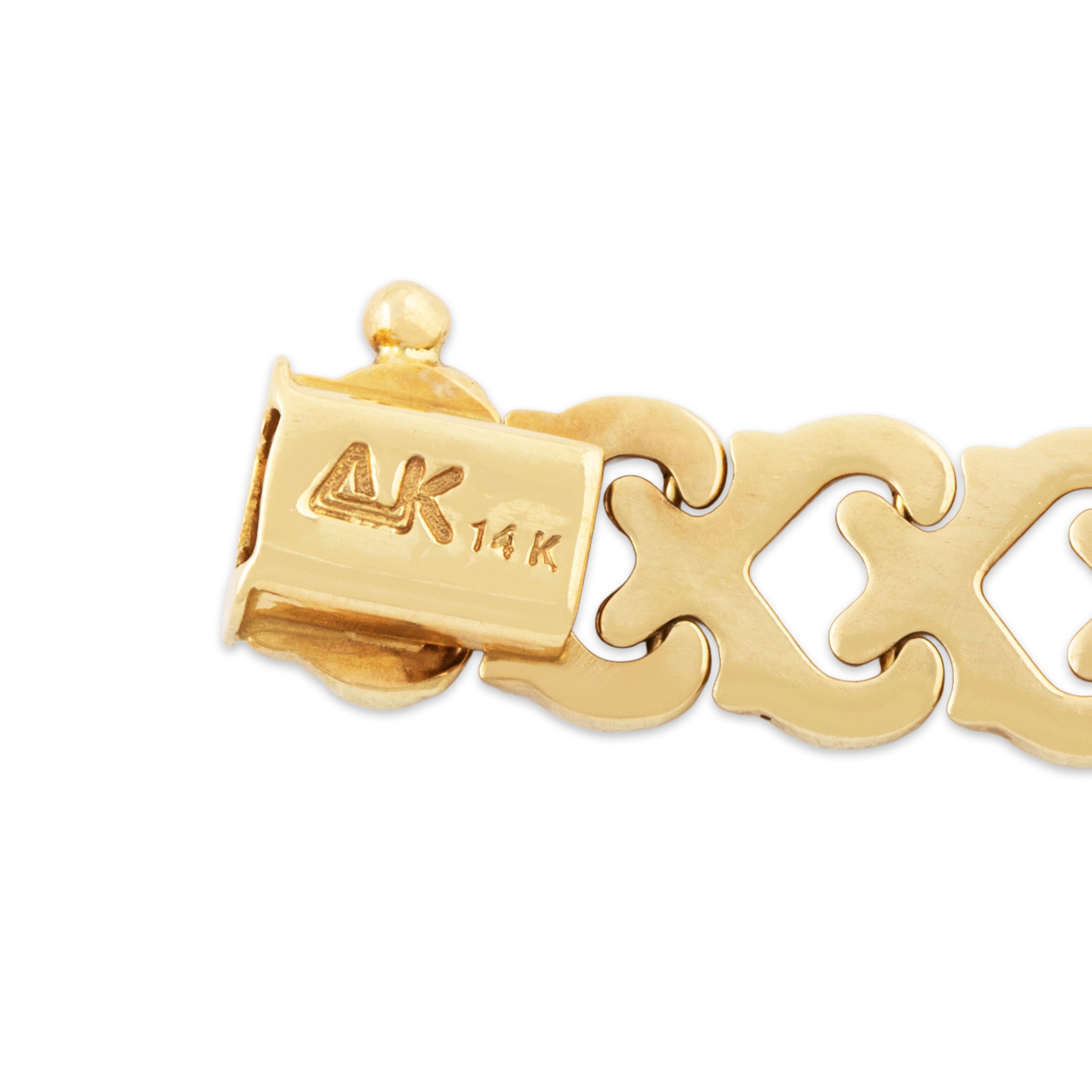 Vintage 14k Yellow Gold Lovely Heart Link Bracelet 7、mySite、hinf8tx79