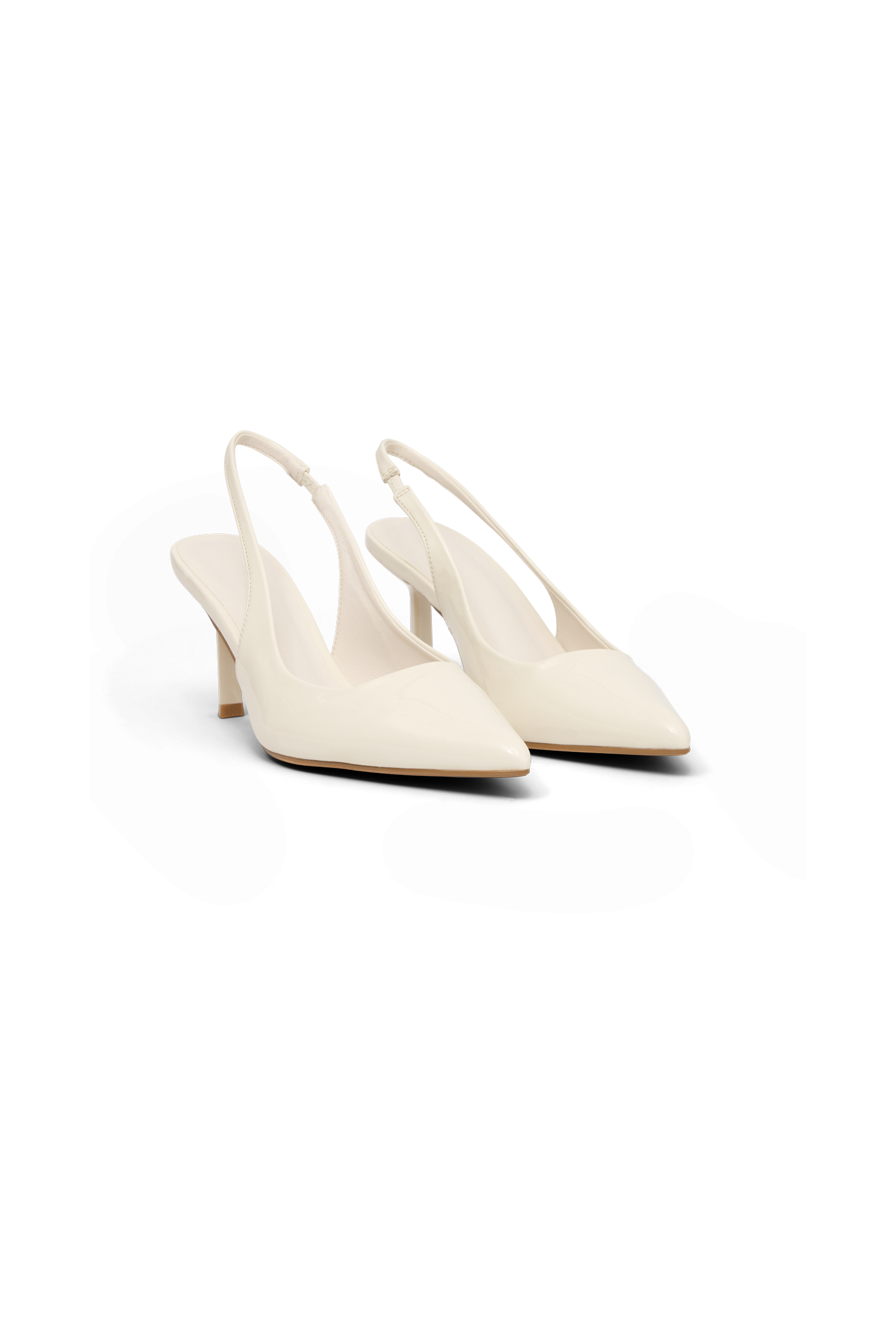 Dasha Patent Sling Back Heels - Ivory、mySite、solidvoid