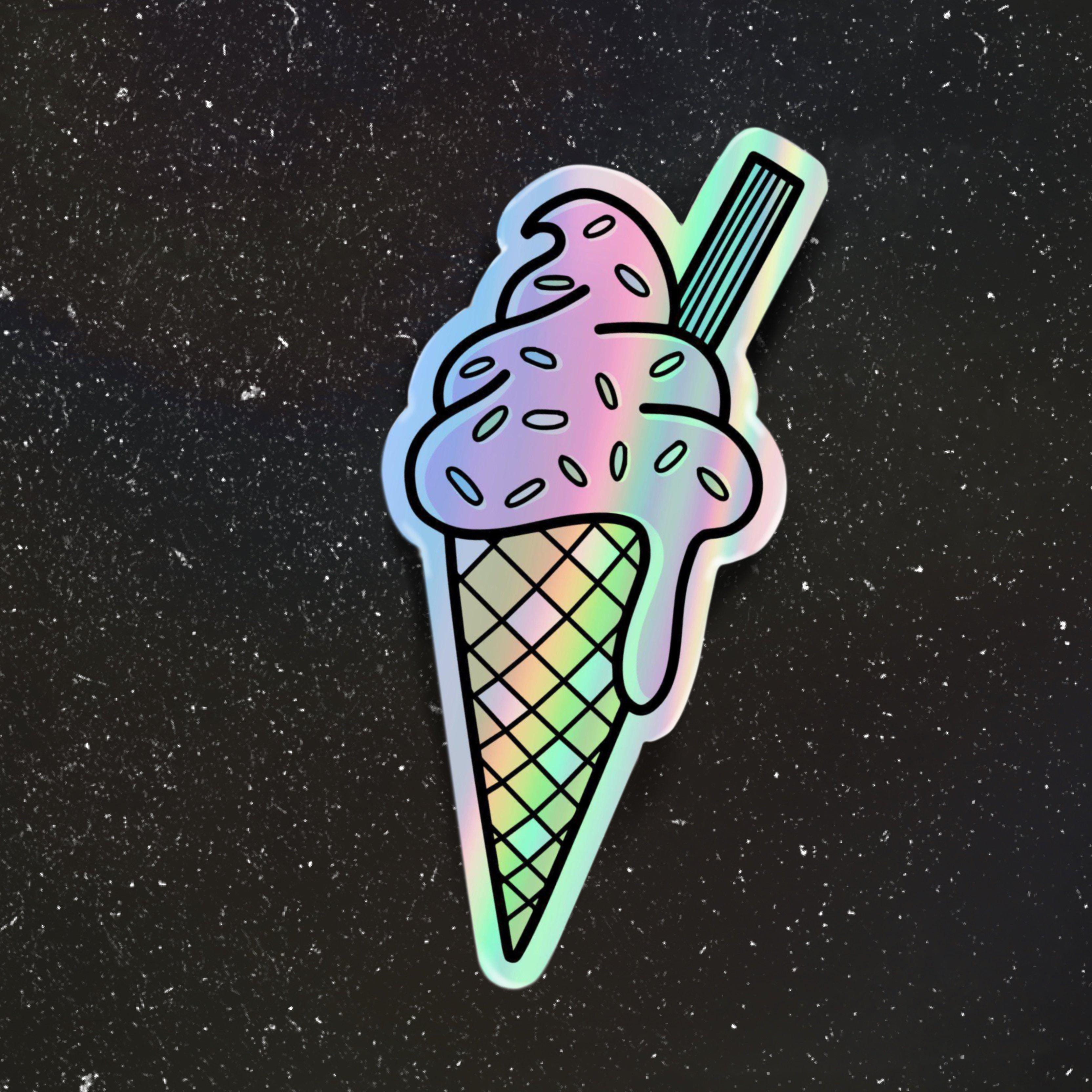  Ice Cream Cone Holographic Sticker、mySite、elrpsem3k