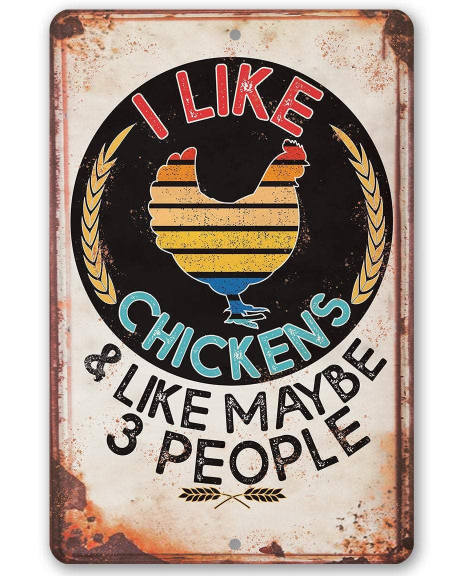 Lone Star Art - I Like Chickens - Metal Sign、mySite、g9winljtr