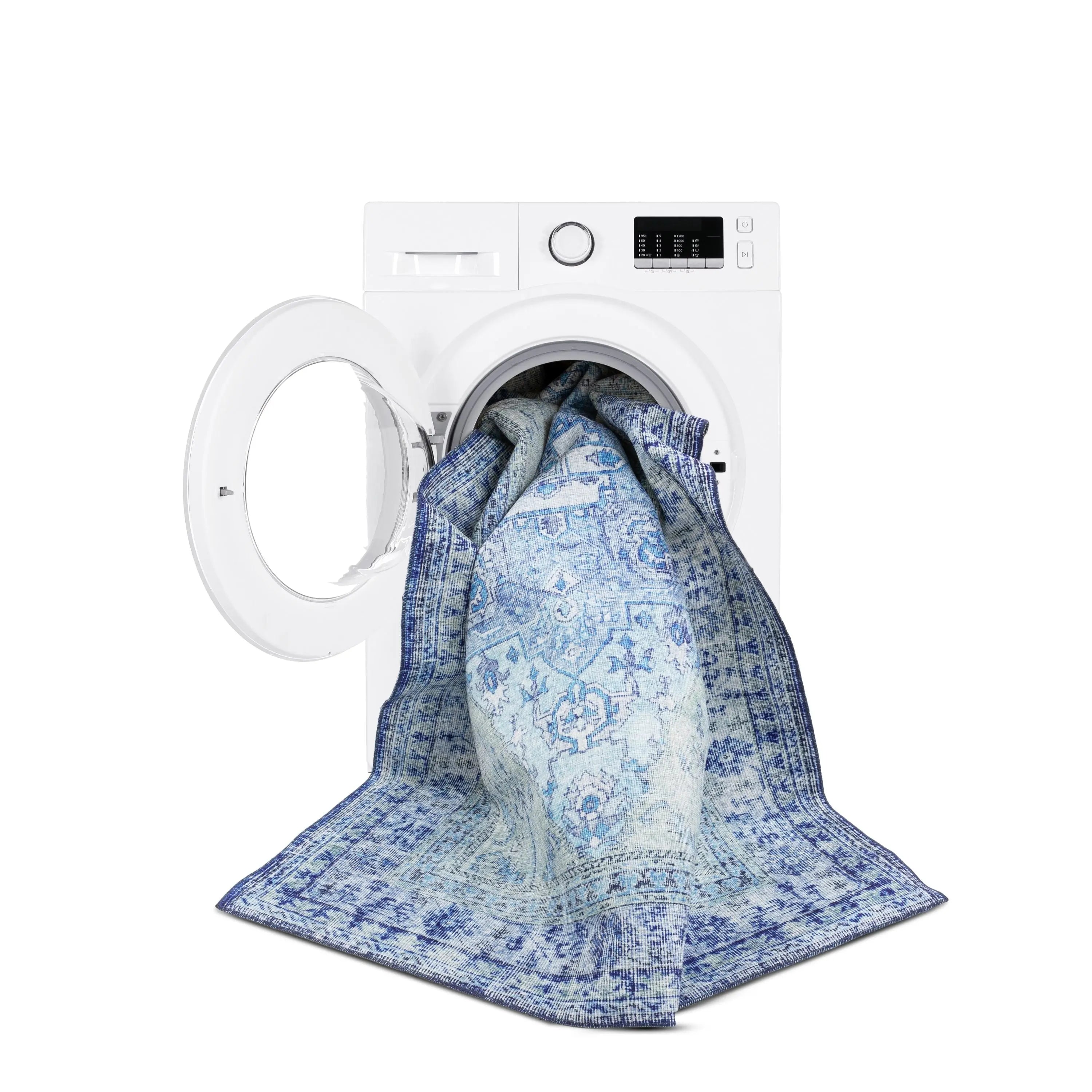 Gila Machine Washable 5'3 x 7'3 Vintage Bohemian Medallion Oriental Dark Blue Flat-Weave Rug、mySite、gigharbornorthrealestate