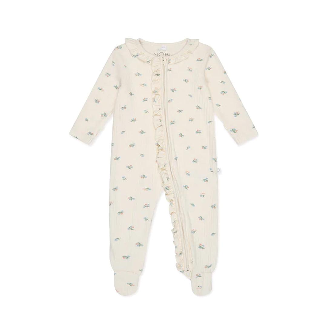 MORI Ribbed Floral Print Two Way Zip-Up Sleepsuit - Floral Print、mySite、merchandisen