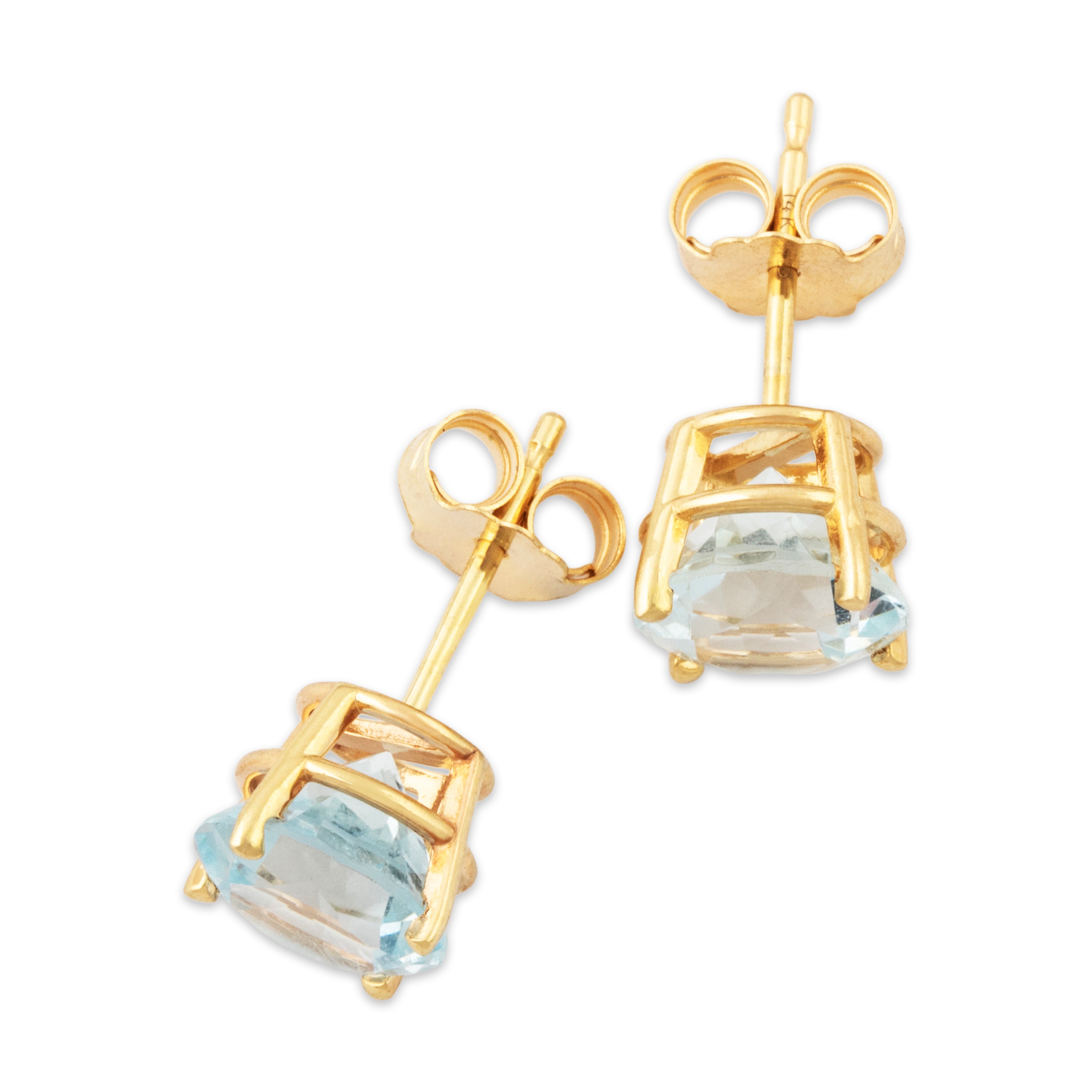 Vintage 14k Yellow Gold 2cttw Aquamarine Sparkling Stud Earrings、mySite、hinf8tx79