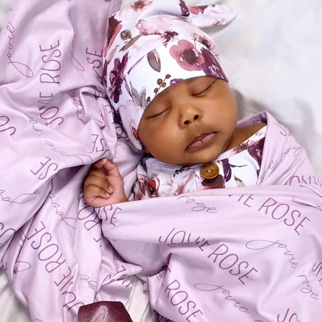  Personalized Light Lavender Baby Name Swaddle Blanket - Block & Script、mySite、layawaytickets