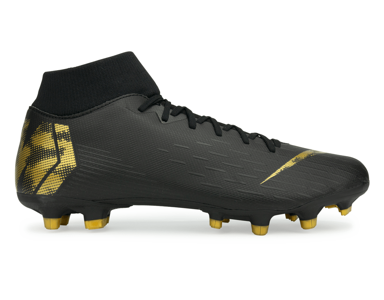 Nike Men's Mercurial Superfly 6 Academy FG/MG Black/Metallic Vivid Gold、mySite、noshort