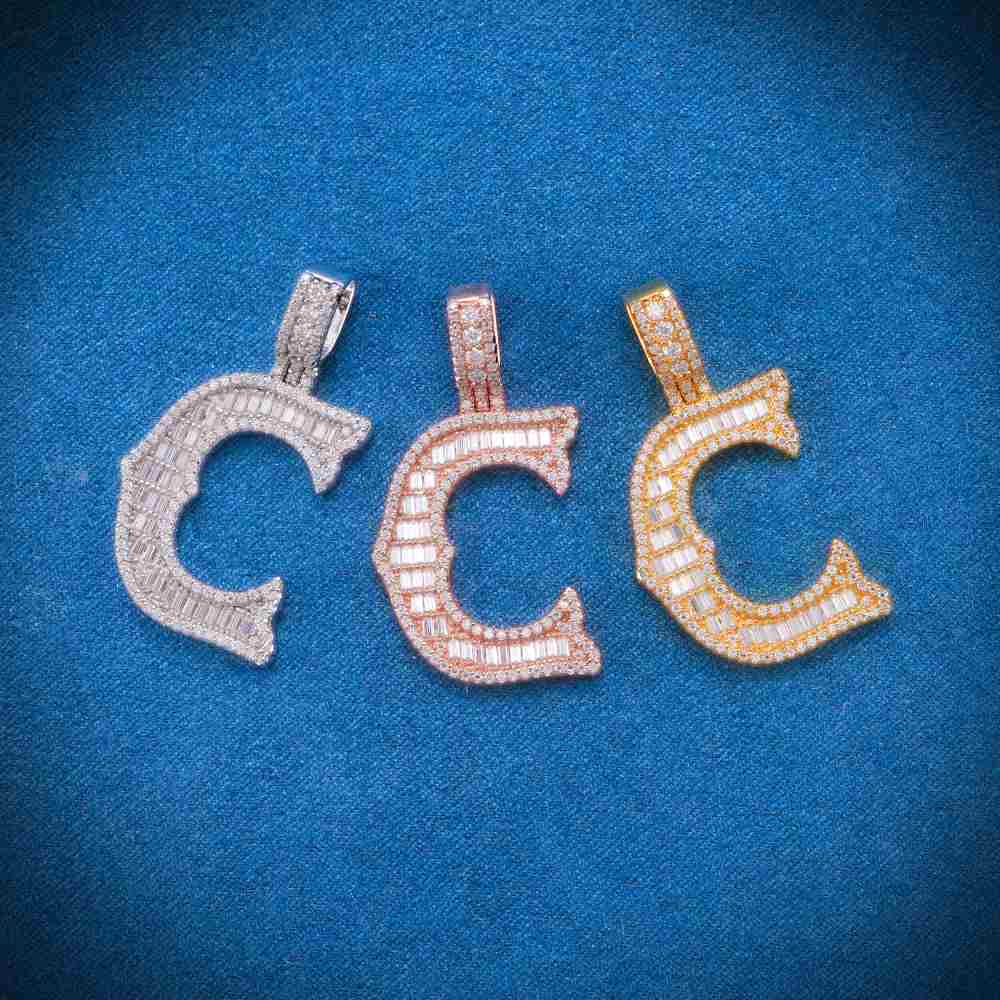 Moissanite Baguette Letter C Pendant、mySite、hinf8tx79