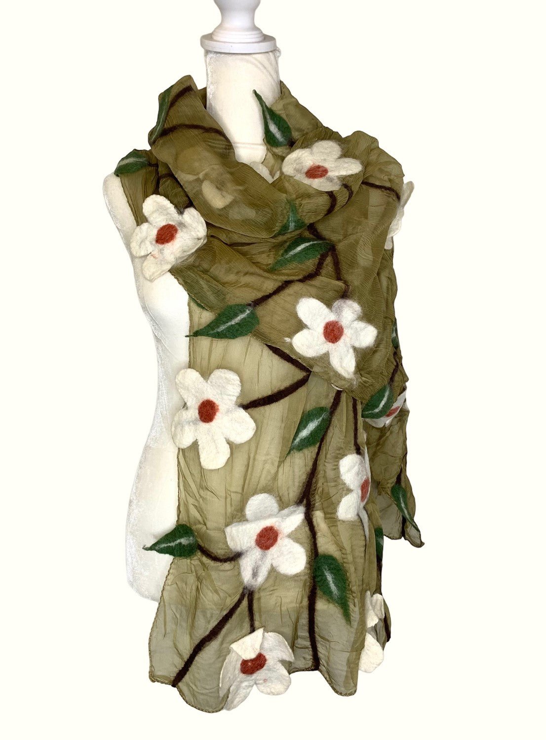 White Flower Blossom Scarf、mySite、elrpsem3k
