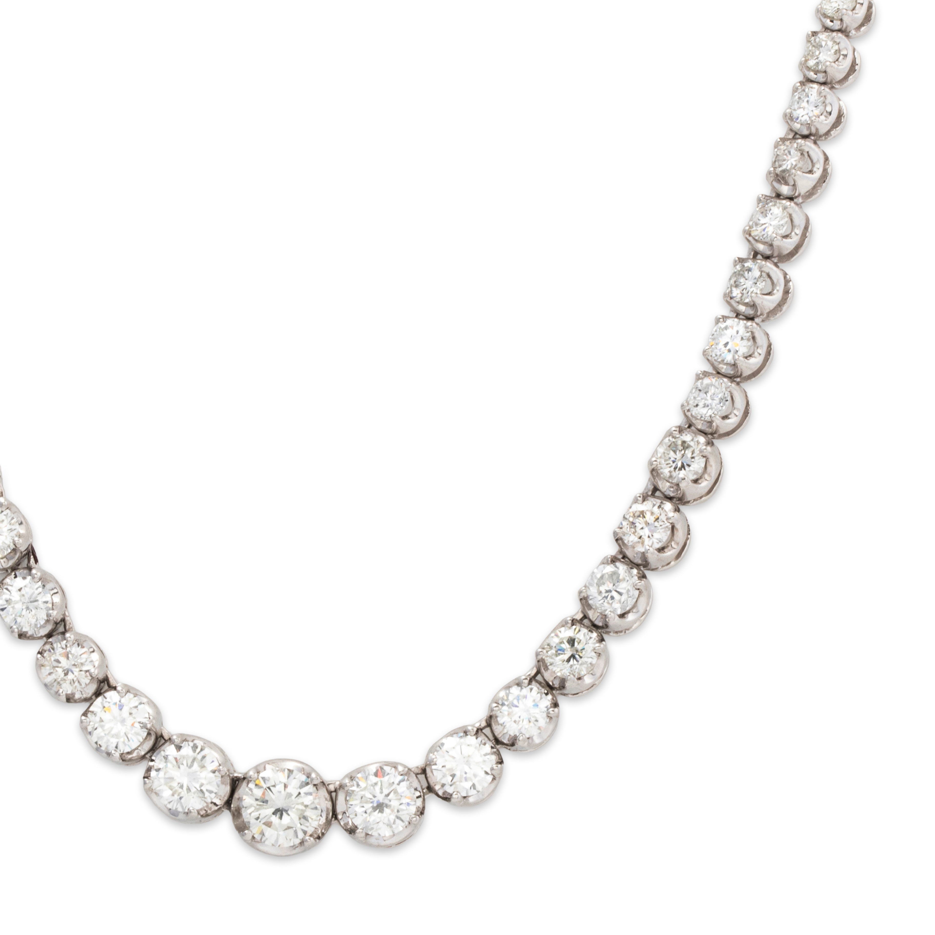 Vintage Platinum 12cttw Diamond Graduated Riviera Necklace 16、mySite、hinf8tx79