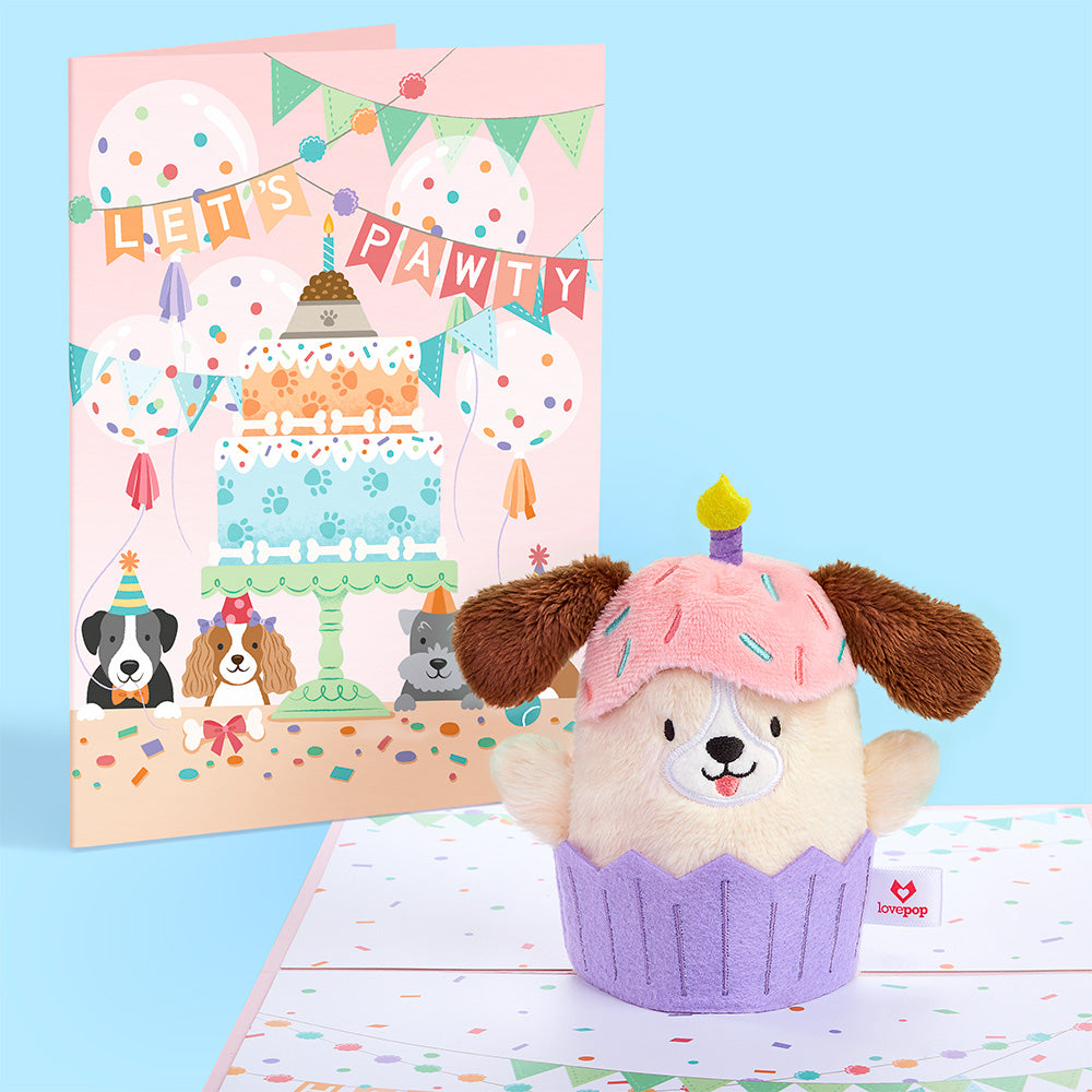 'Let's Pawty' Birthday Dog Plushpop Card、mySite、solidvoid