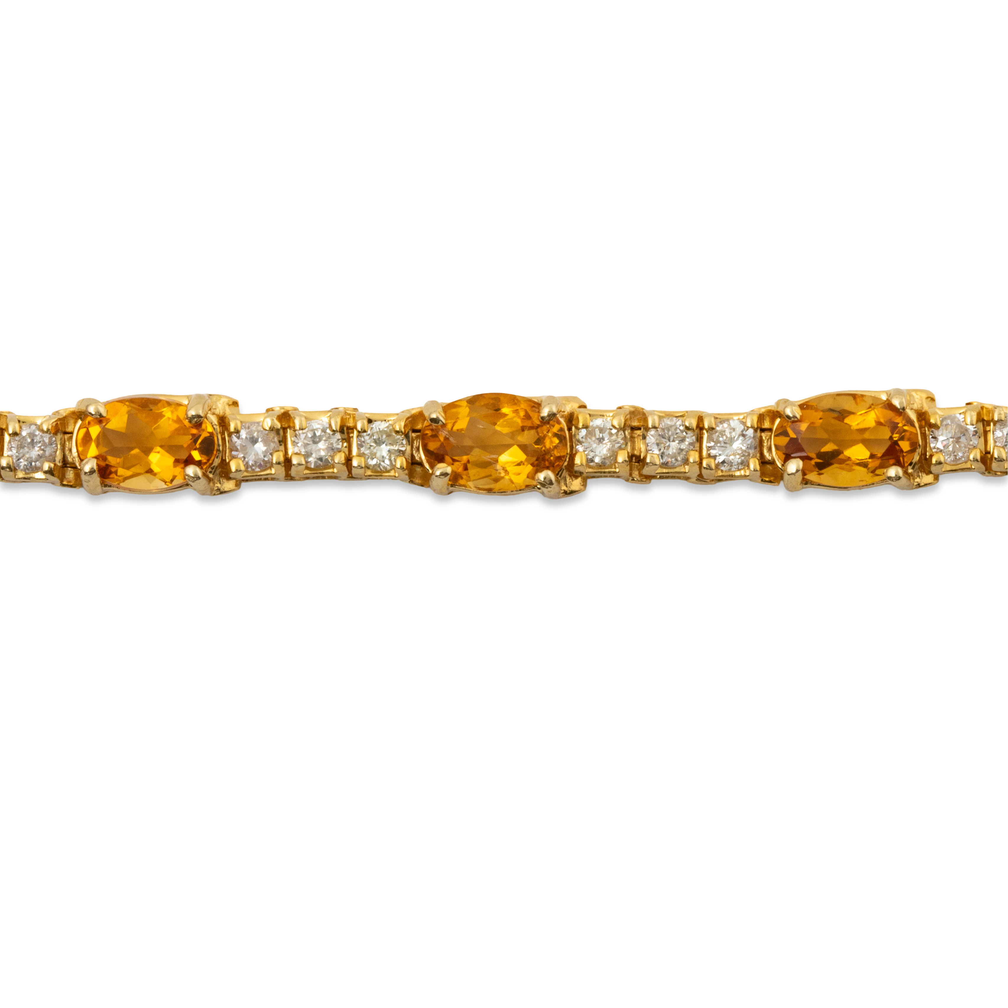 Vintage 14k Yellow Gold 5.98cttw Citrine 1.36cttw Diamond Station Bracelet 7.25、mySite、hinf8tx79