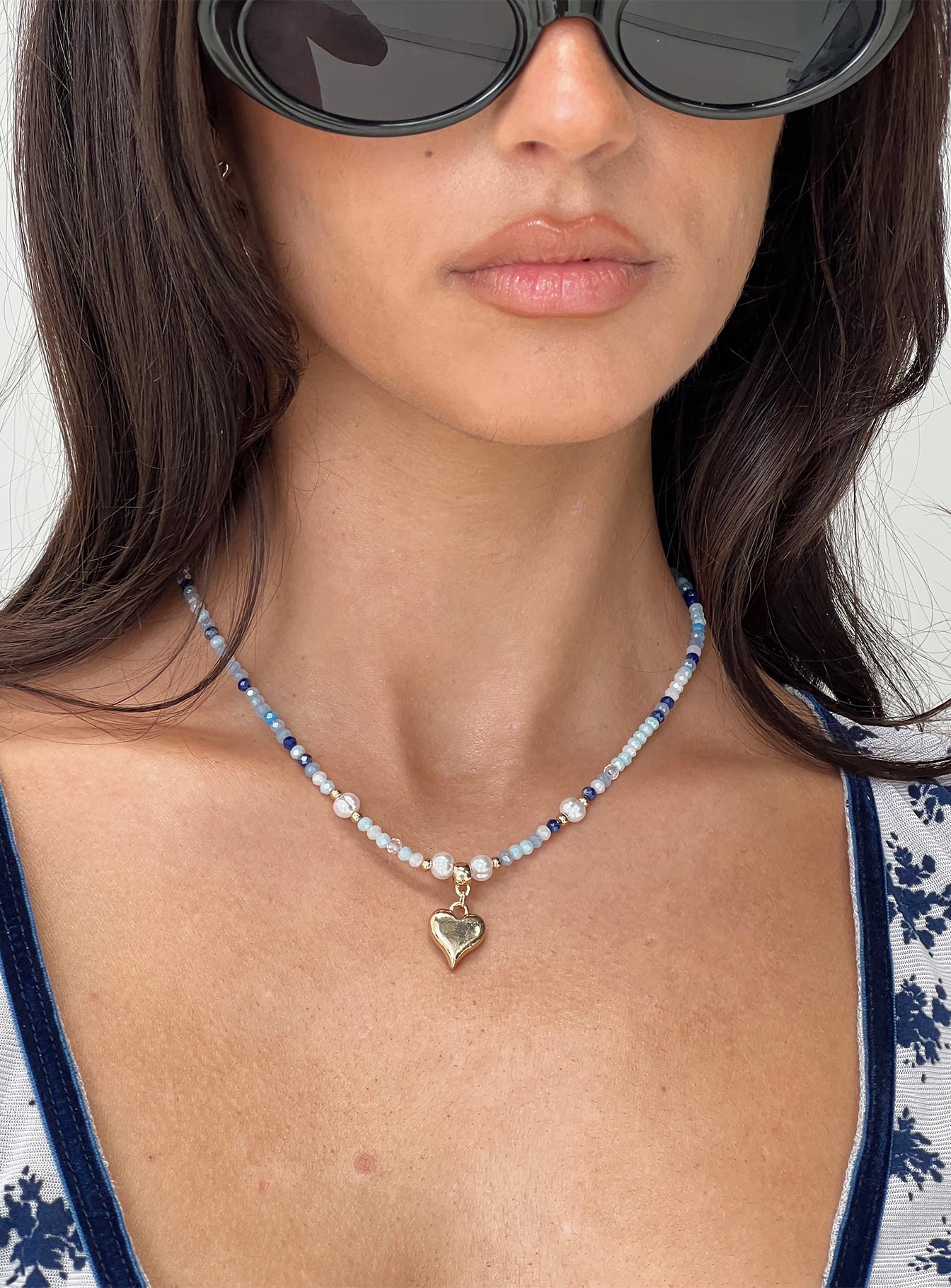 Cadern Beaded Heart Necklace Multi、mySite、solidvoid