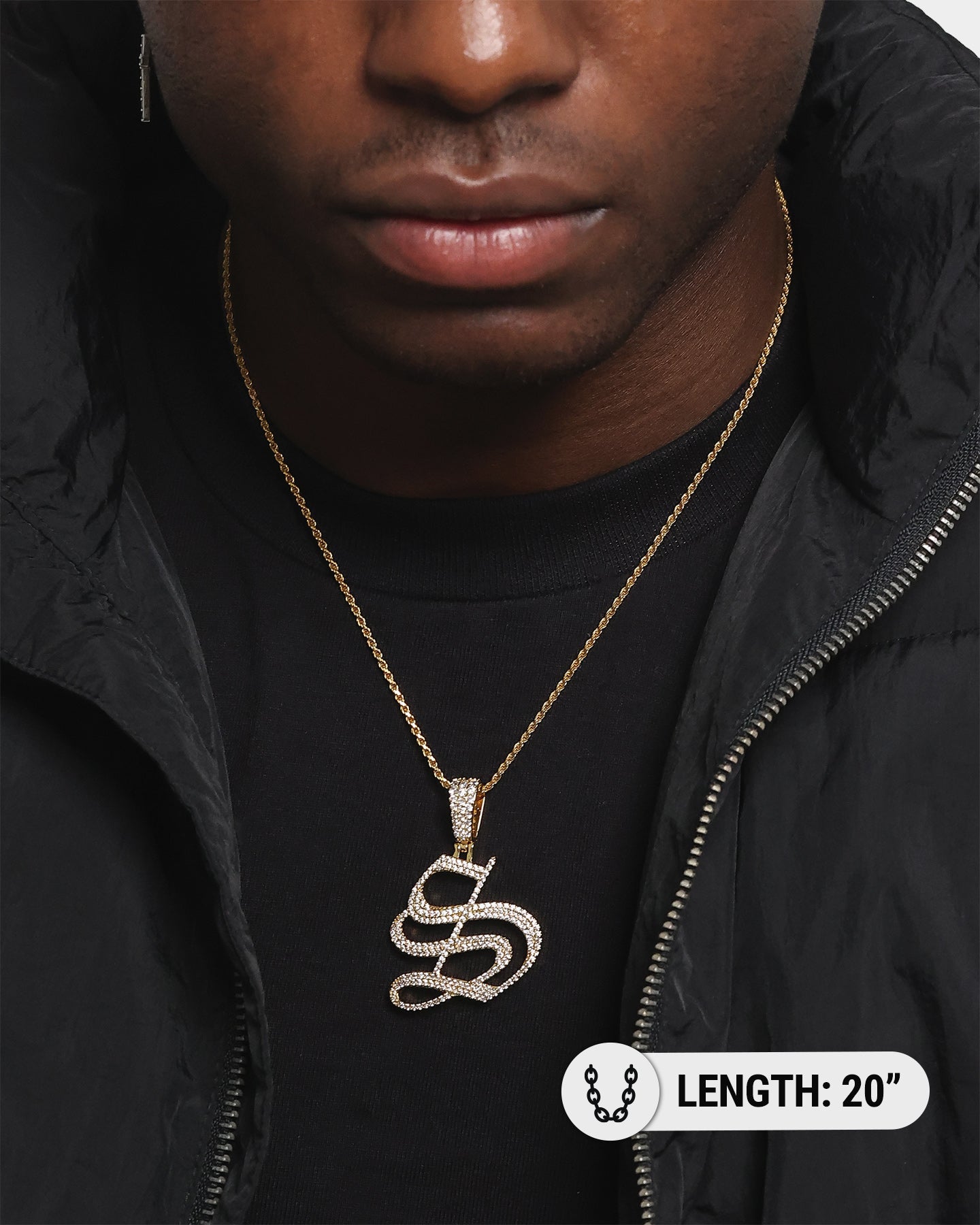 Saint Morta Gothic Iced Letter Pendant Iced Gold、mySite、zt4zffjzw