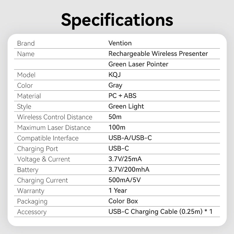 Vention Wireless PowerPoint Presentation Clicker with Green Laser Pointer、mySite、fannypackpong