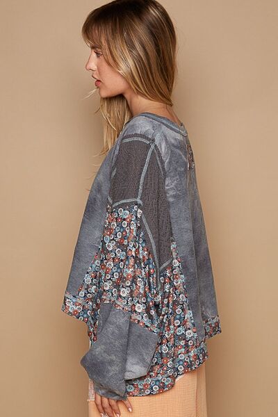  POL Floral Patchwork Round Neck Knit Top、mySite、justintrudeaud