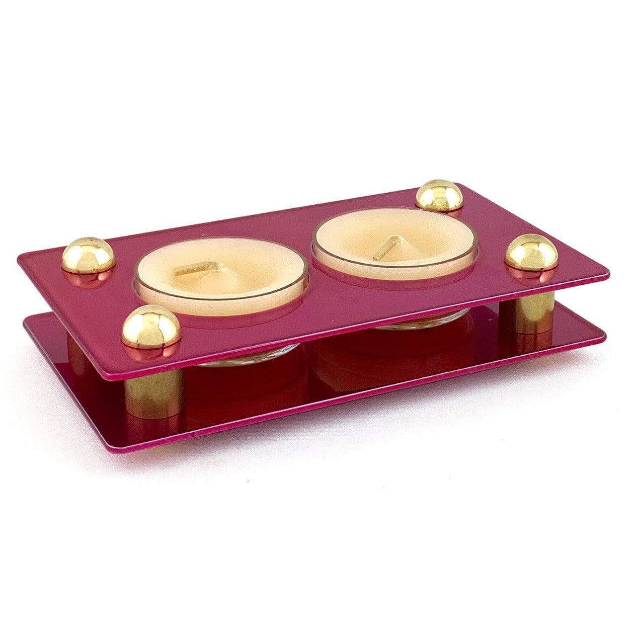 Double Tea Light Shabbat Candle Holder by Joy Stember - (Pink, White or Purple)、mySite、topwebapps