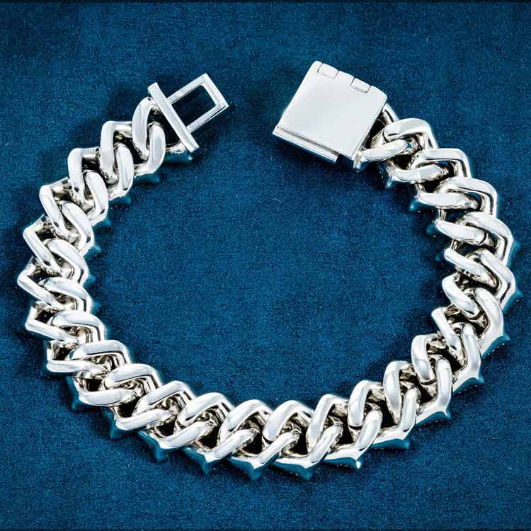 15MM Moissanite Spiked Cuban Link Bracelet 14K Gold、mySite、hinf8tx79