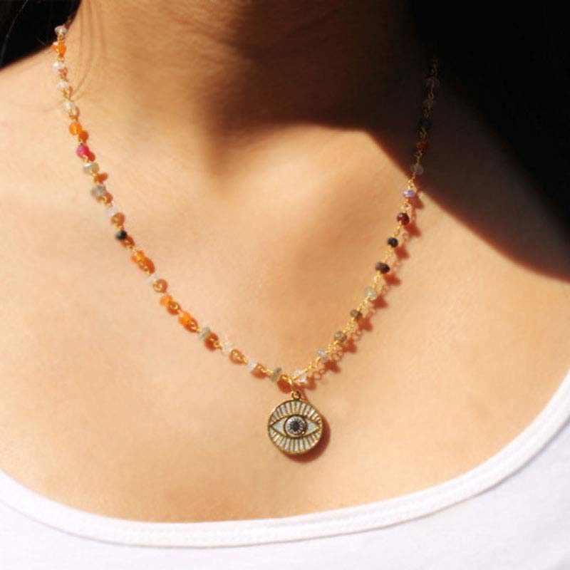 Summer Crystal Evil Eye Necklace by Michal Golan、mySite、topwebapps