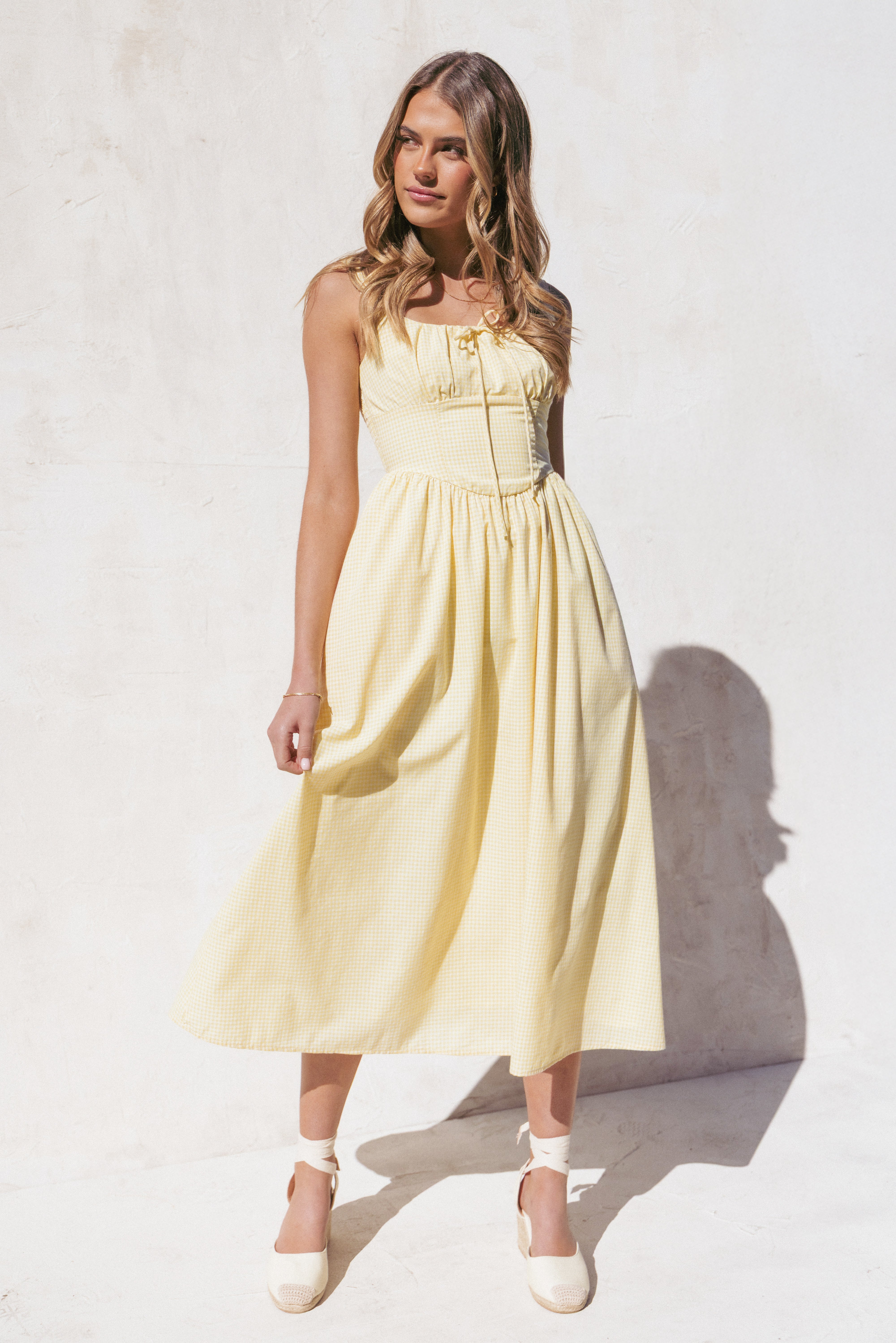  Kinslee Midi Dress - Yellow Gingham、mySite、sugarbowlscore