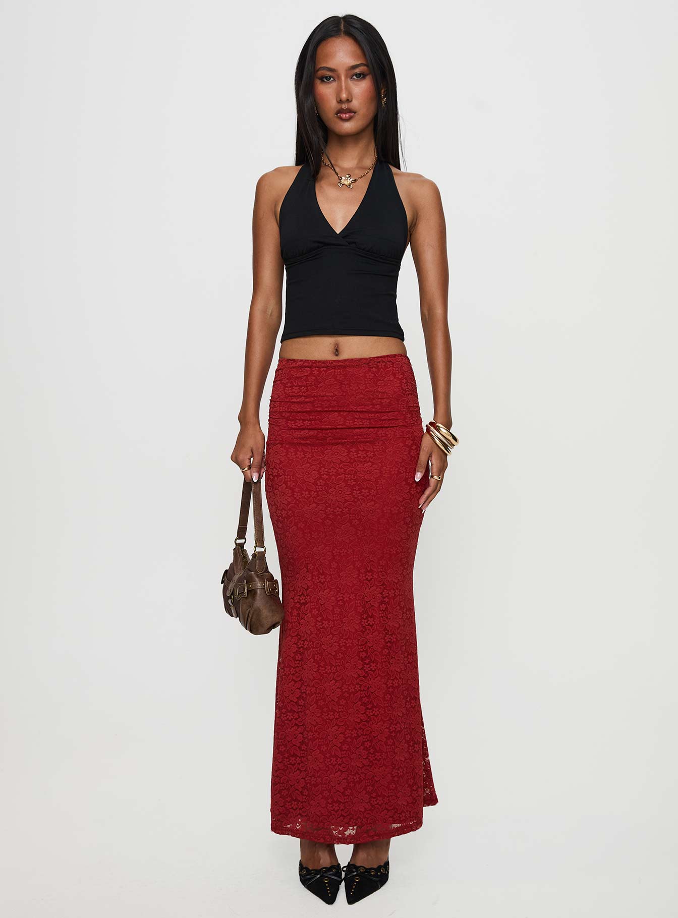 Silene Maxi Skirt Red、mySite、solidvoid