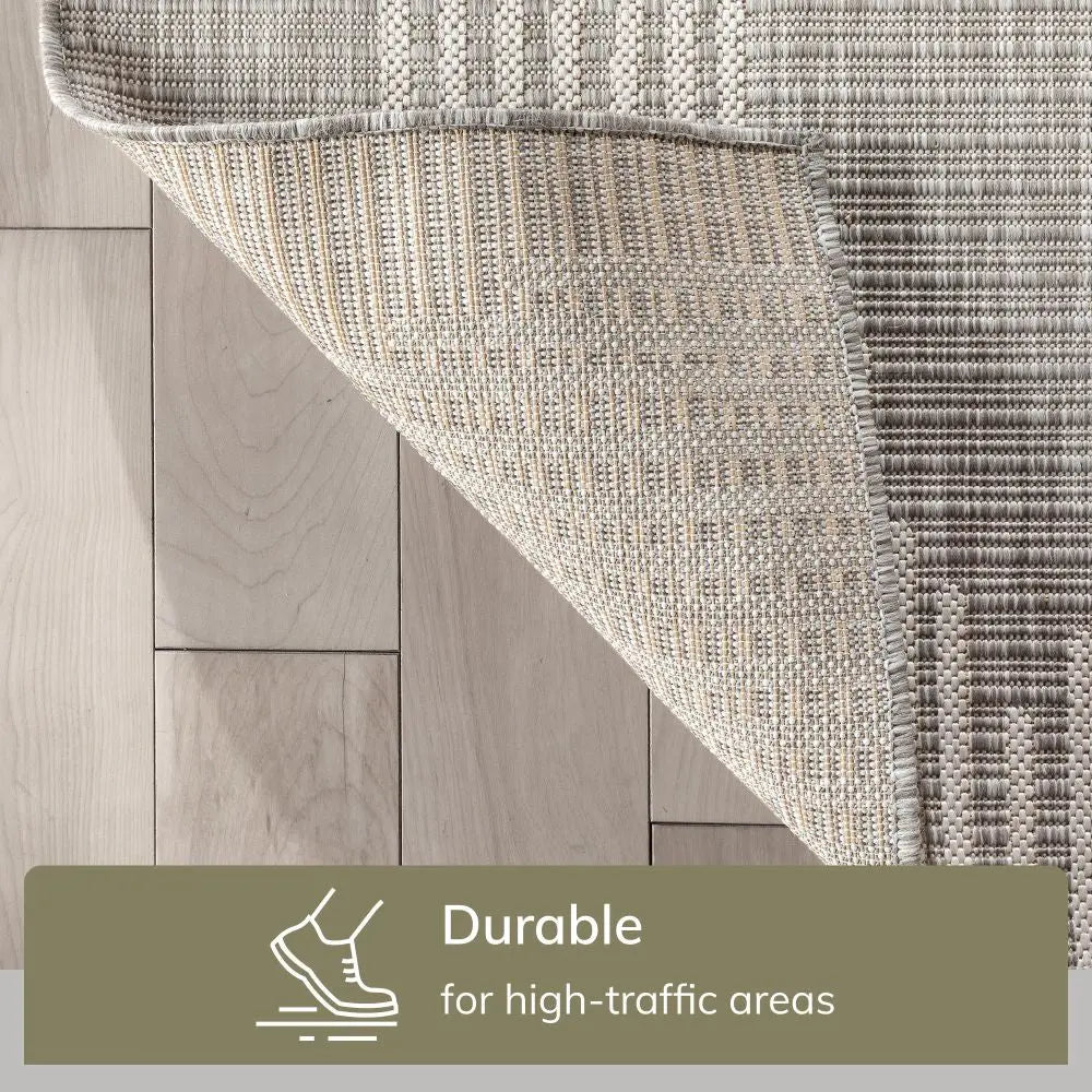 Kai Modern Chevron Pattern Grey 5'3 x 7'3 Flat-Weave Indoor/Outdoor Rug、mySite、gigharbornorthrealestate