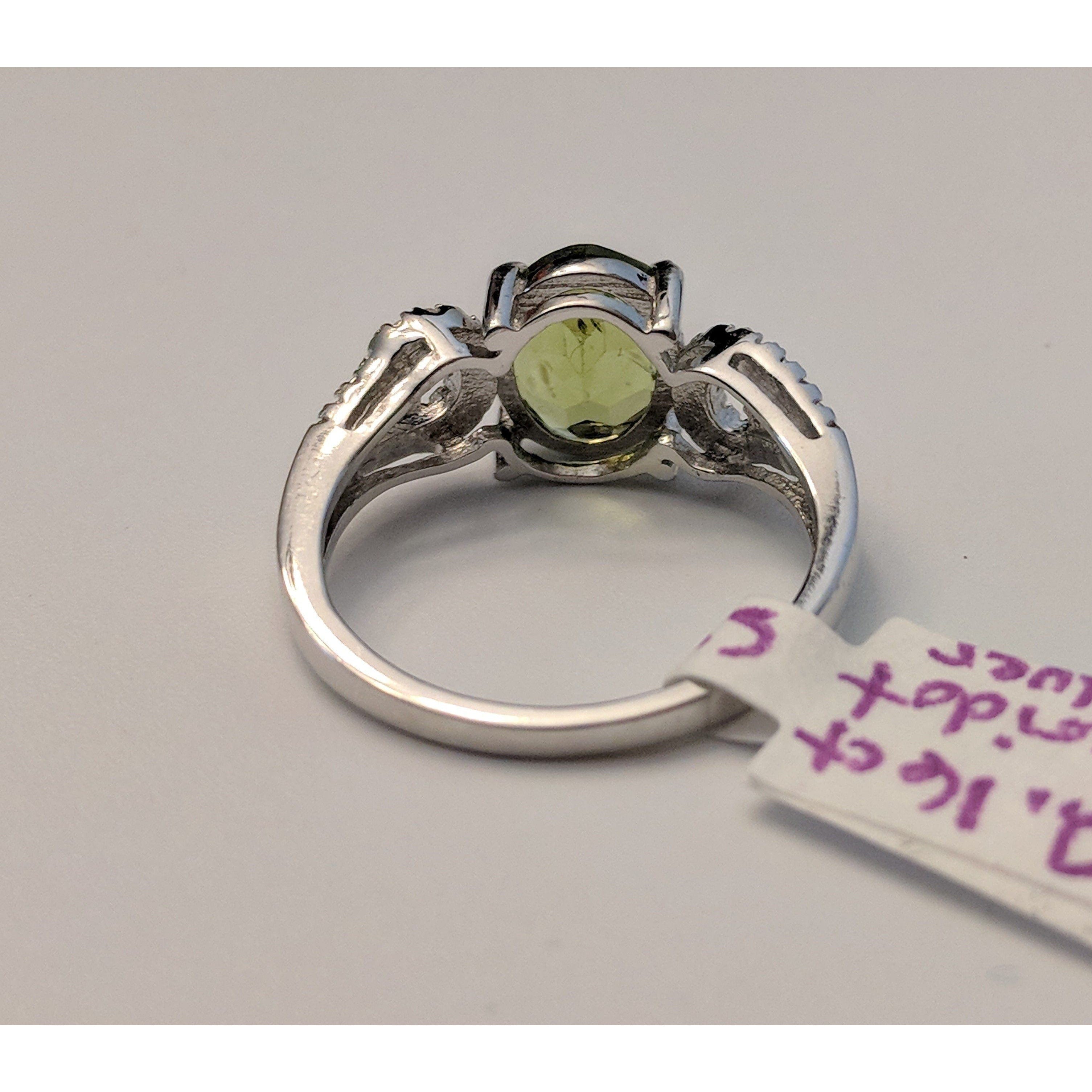 Peridot And Topaz in Platinum Plated Sterling Silver, Gorgeous Ring! Size 6.5、mySite、g9winljtr