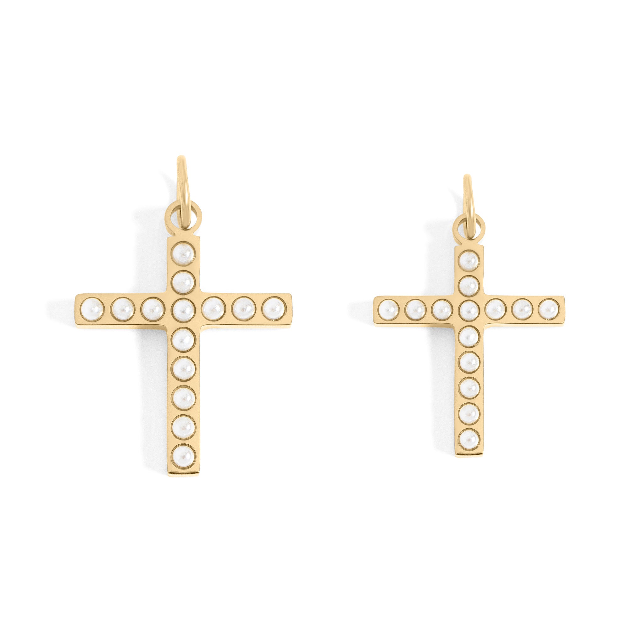 18K Gold PVD Stainless Steel Pearl Cross Charm / PDL0252、mySite、dreamappss