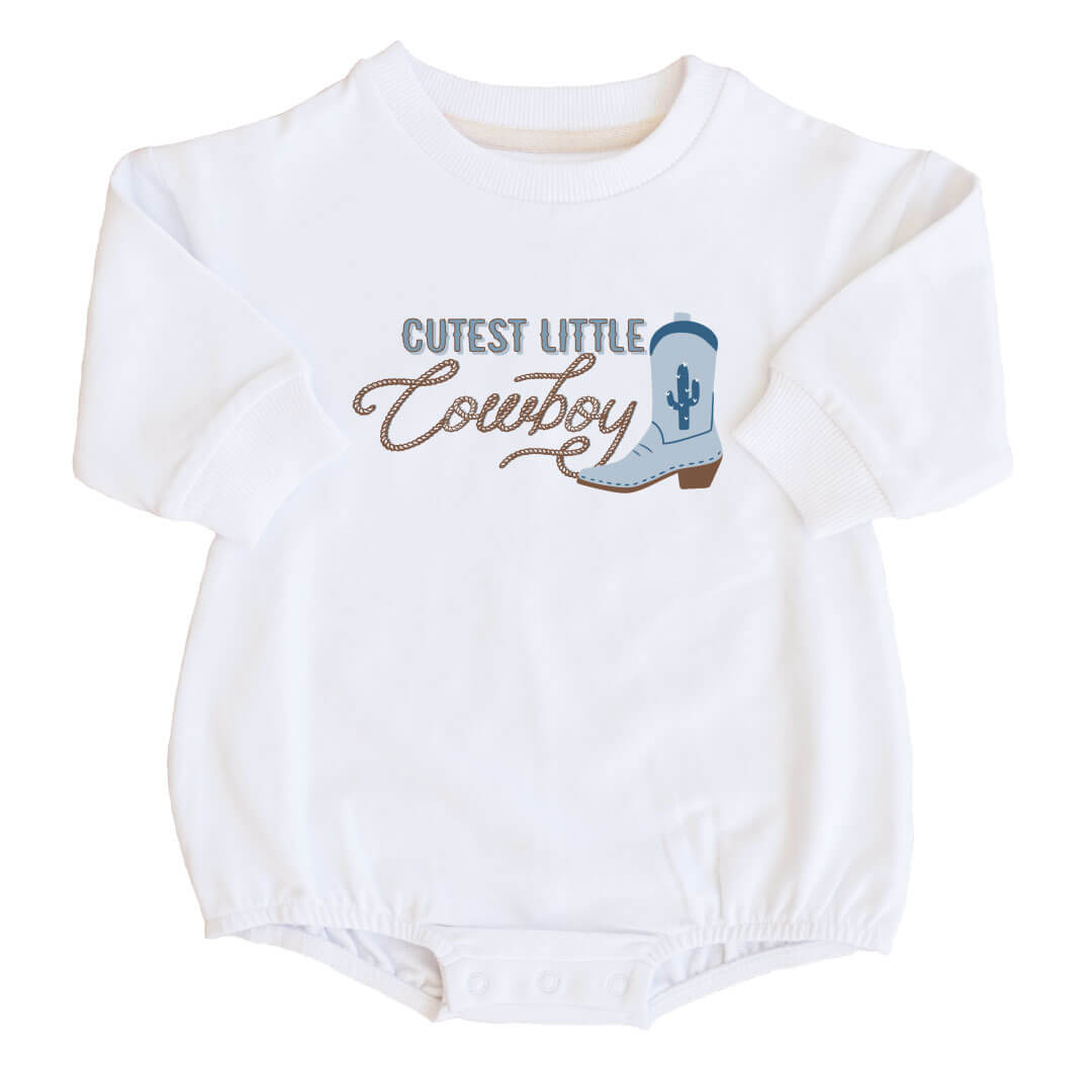  Cutest Little Cowboy Graphic Sweatshirt Bubble Romper | White、mySite、layawaytickets