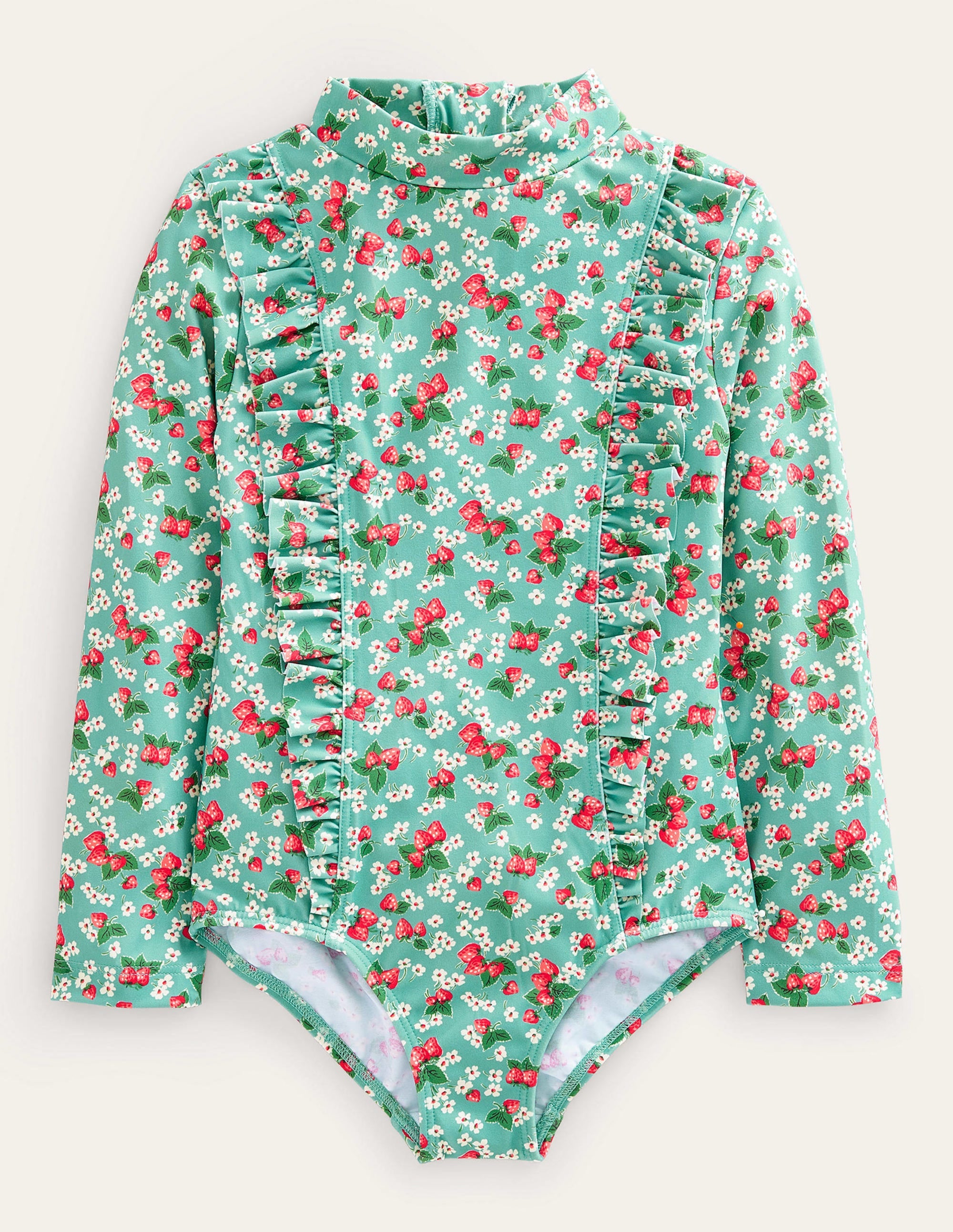  Long Sleeve Print Swimsuit-Aqua Sea Strawberry Ditsy、mySite、ashleygrahame