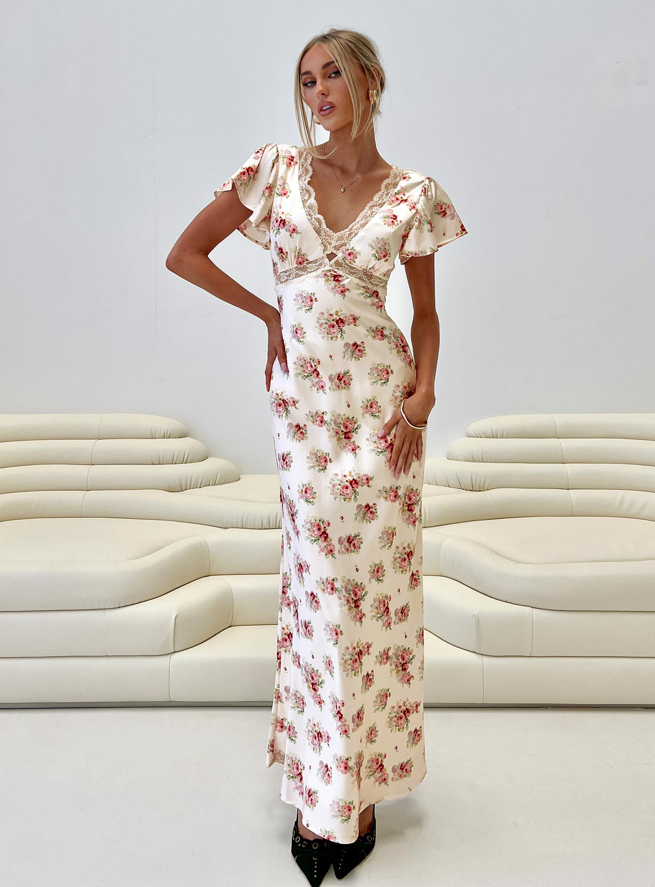 Miraselle Maxi Dress Cream Floral、mySite、solidvoid