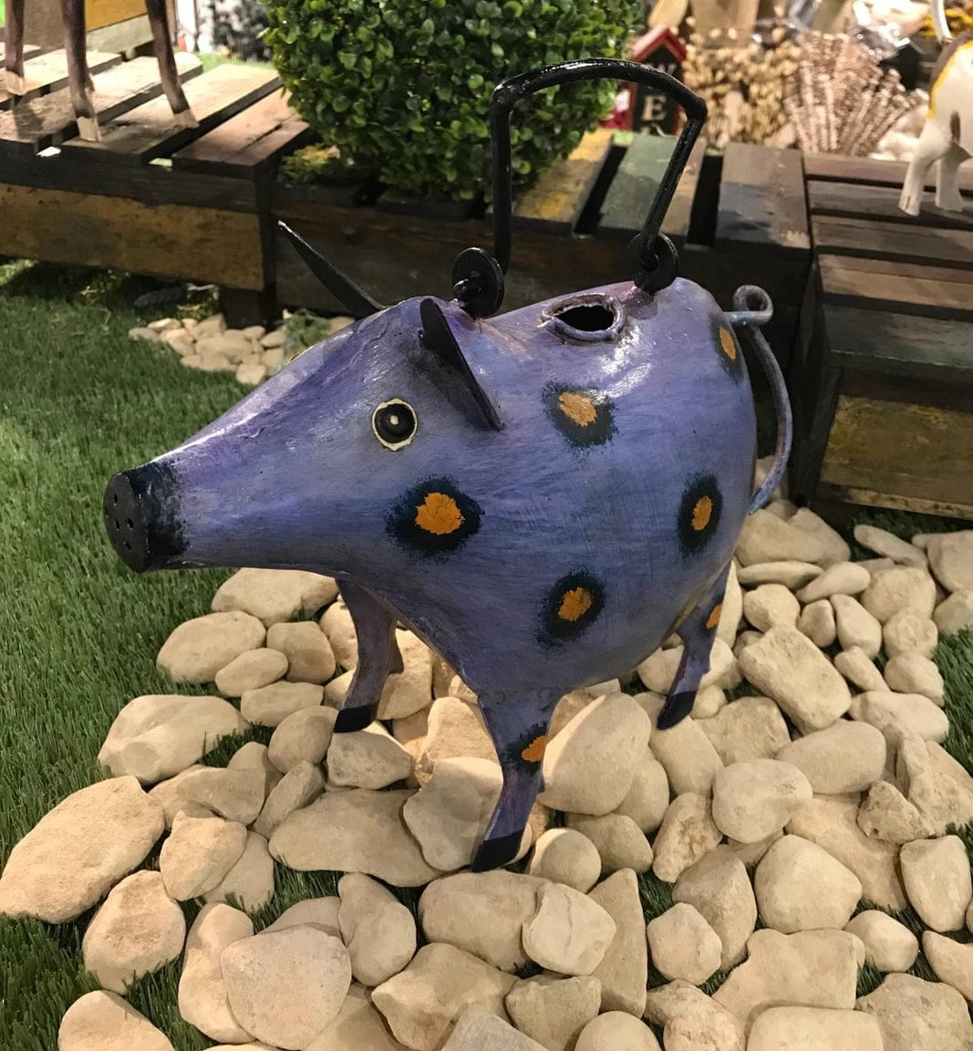 Pig Watering Can Patches Blue Spotted Piggy、mySite、g9winljtr