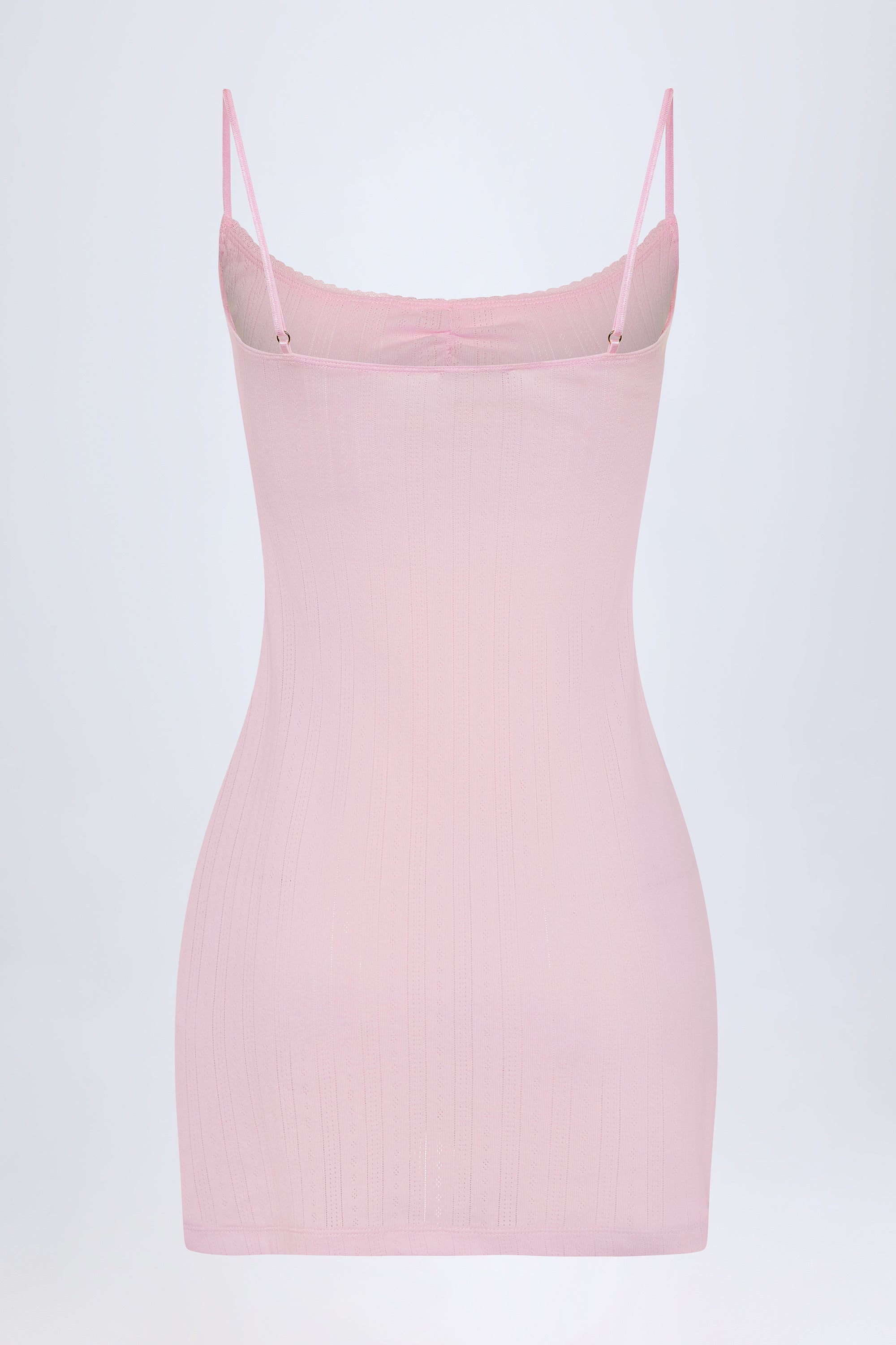  Pointelle Ruched A-Line Mini Dress in Baby Pink、mySite、sugarbowlscore