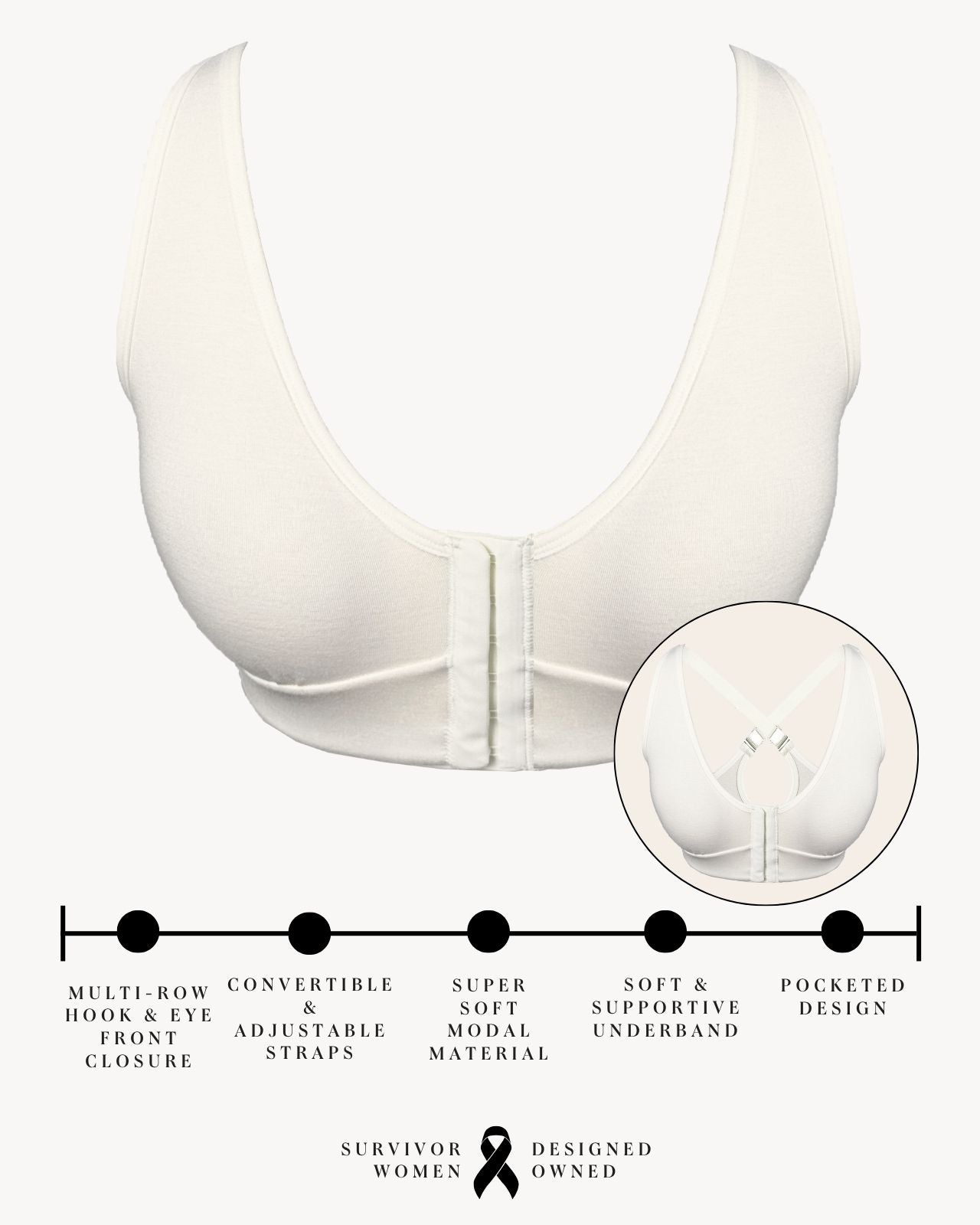 Rora Pocketed Front Closure Bra、mySite、bengalsvssteelers