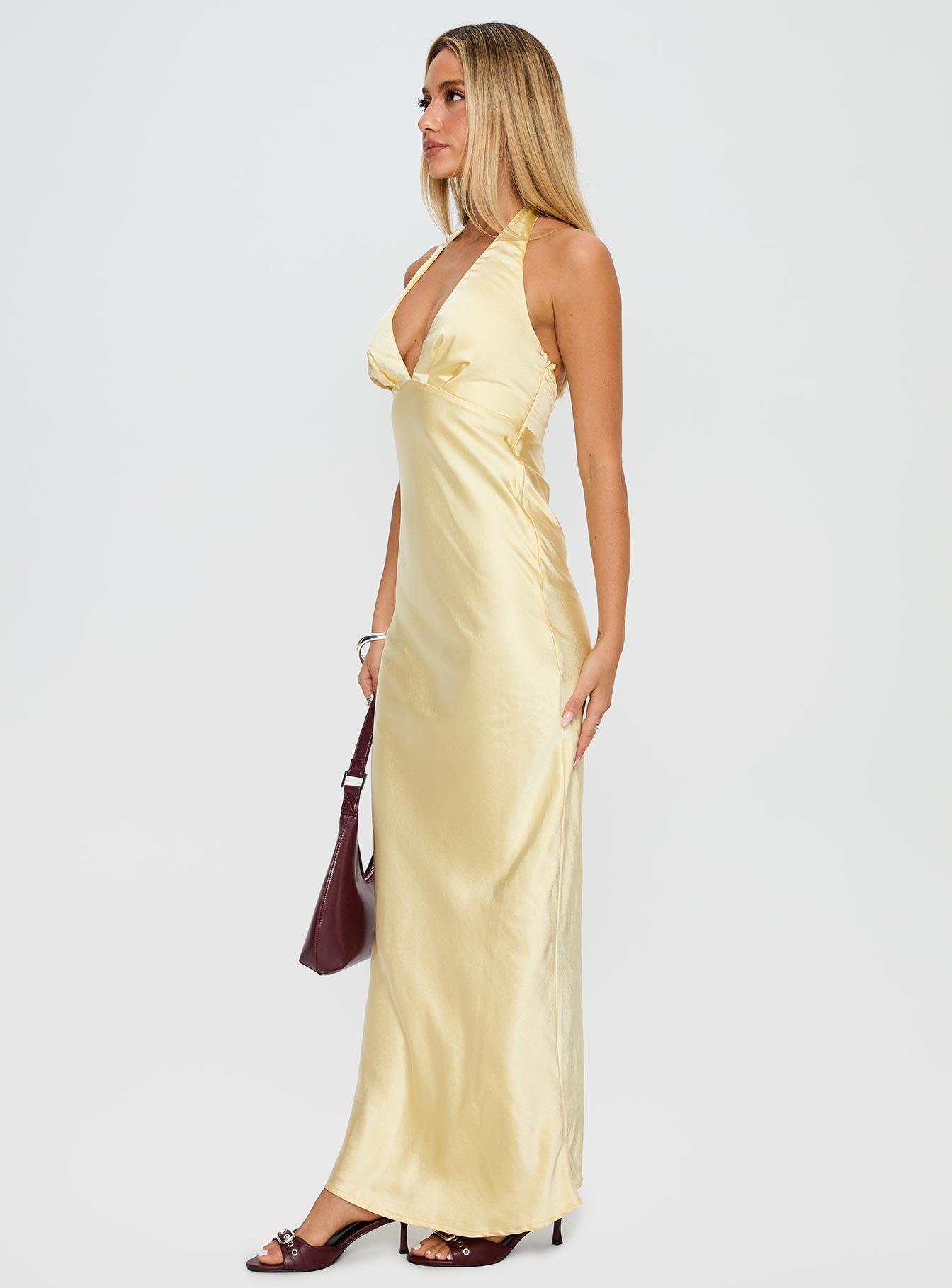 Good For You Halter Maxi Dress Lemon、mySite、solidvoid