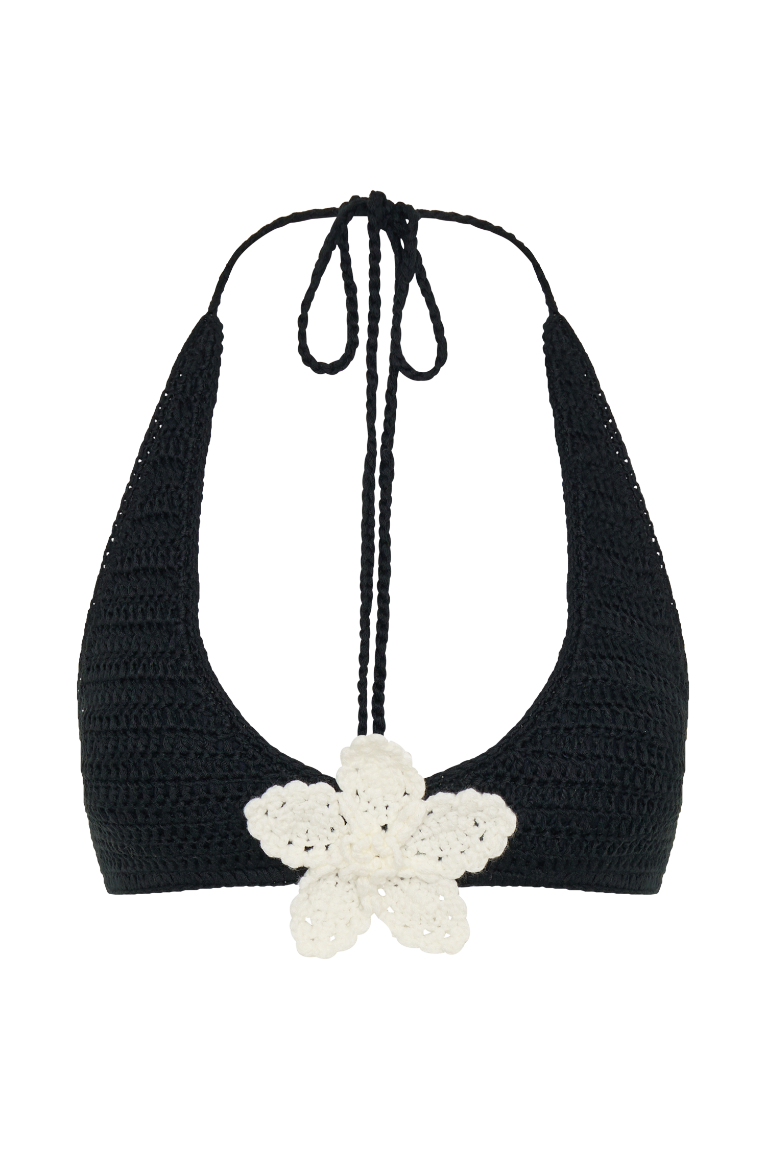 Rhiannon Floral Crochet Halter Bikini Top - Black And White、mySite、solidvoid