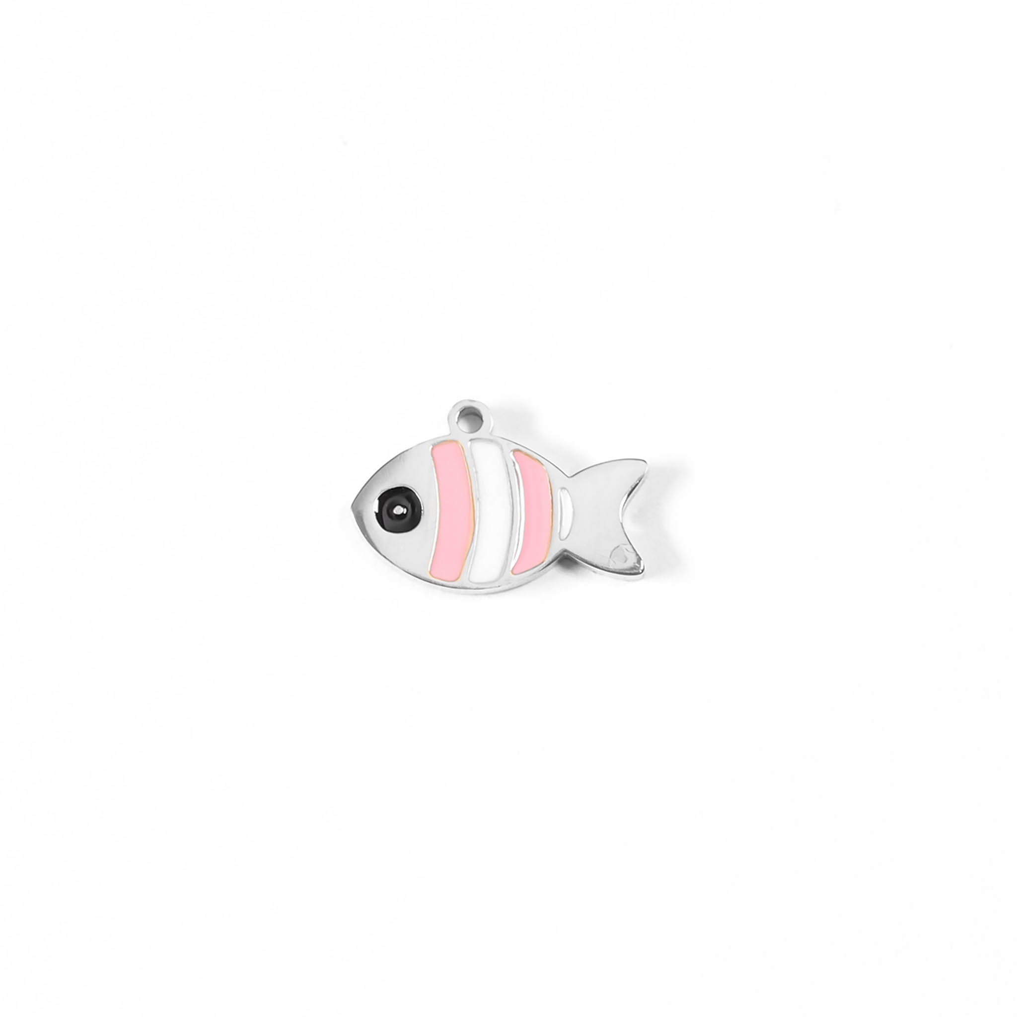 18K Gold PVD Stainless Steel Epoxy Pink And White Fish Charm / PDL0066、mySite、dreamappss