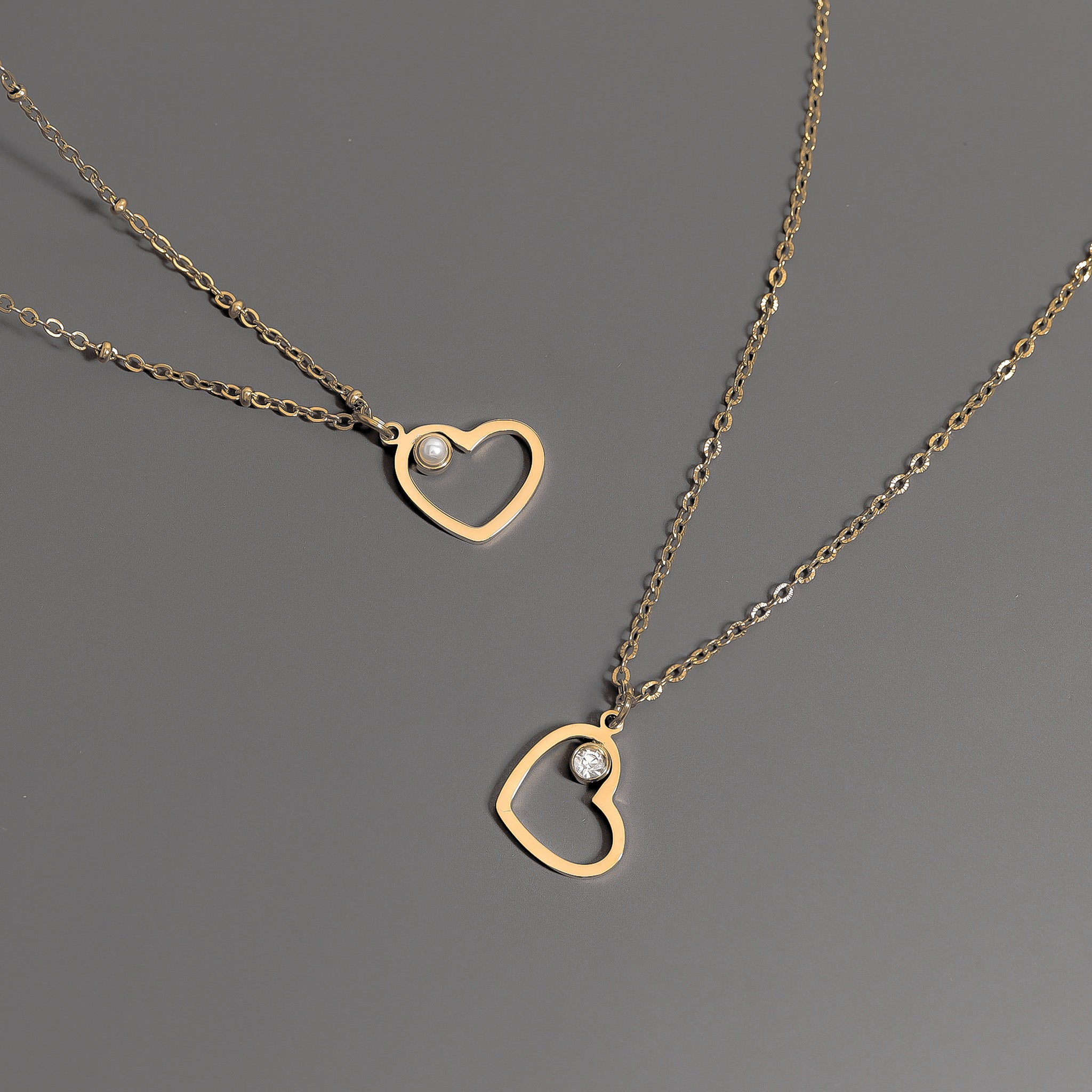 18K Gold PVD Stainless Steel Heart Charm Set / BND0066、mySite、dreamappss
