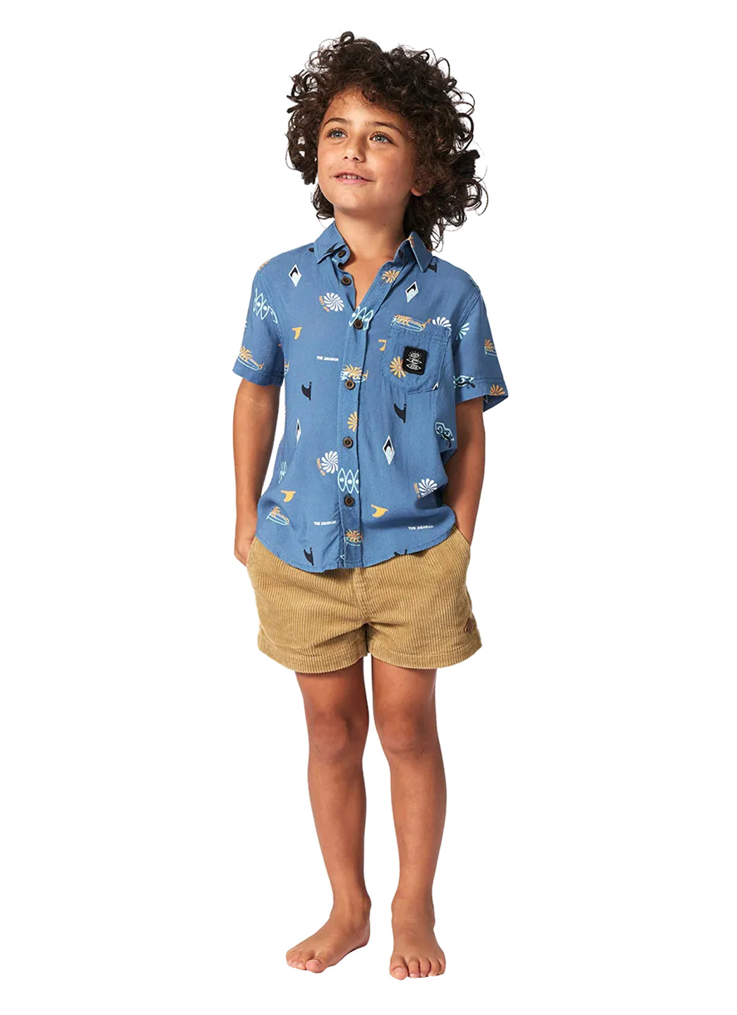 Rip Curl Boy's Grom Energy Short Sleeve Button Down Shirt (Toddler, Little Kid)、mySite、noshort