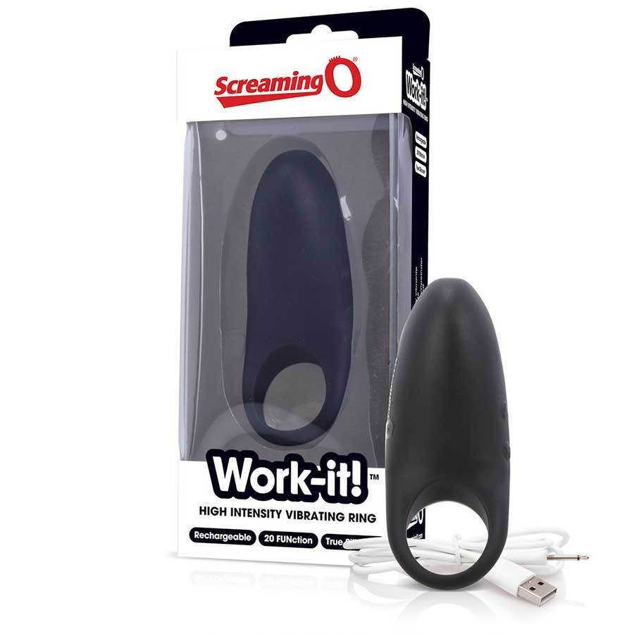 Work It! Penis Ring Silicone Vibrating Black Couples Cock Ring Sex Toy、mySite、bottomscart