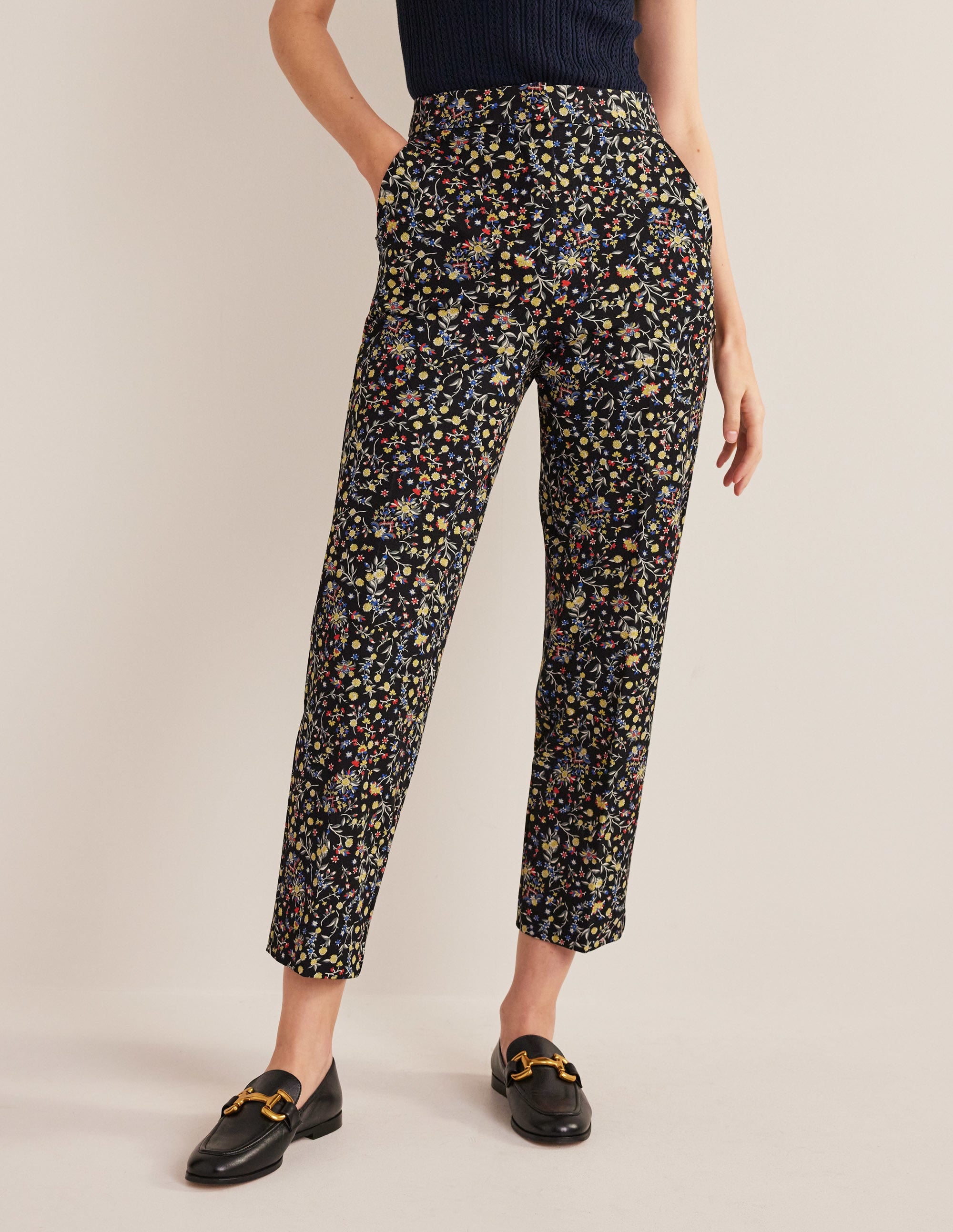  Bi-Stretch Tapered Trousers-Black, Wildflower Paisley、mySite、ashleygrahame
