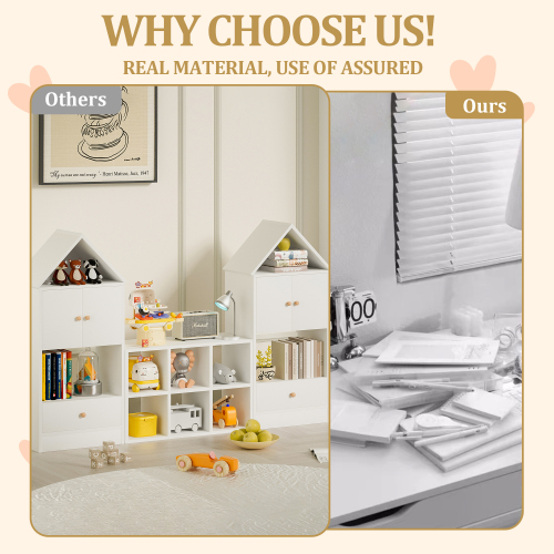 Versatile Children's Bookshelf with House-Shaped Design, Multi-Functional Storage for Books and Toys, Adjustable Placement, Durable Kids Organizer for Playroom or Bedroom Easy Assembly & Safe for Kid、、casual