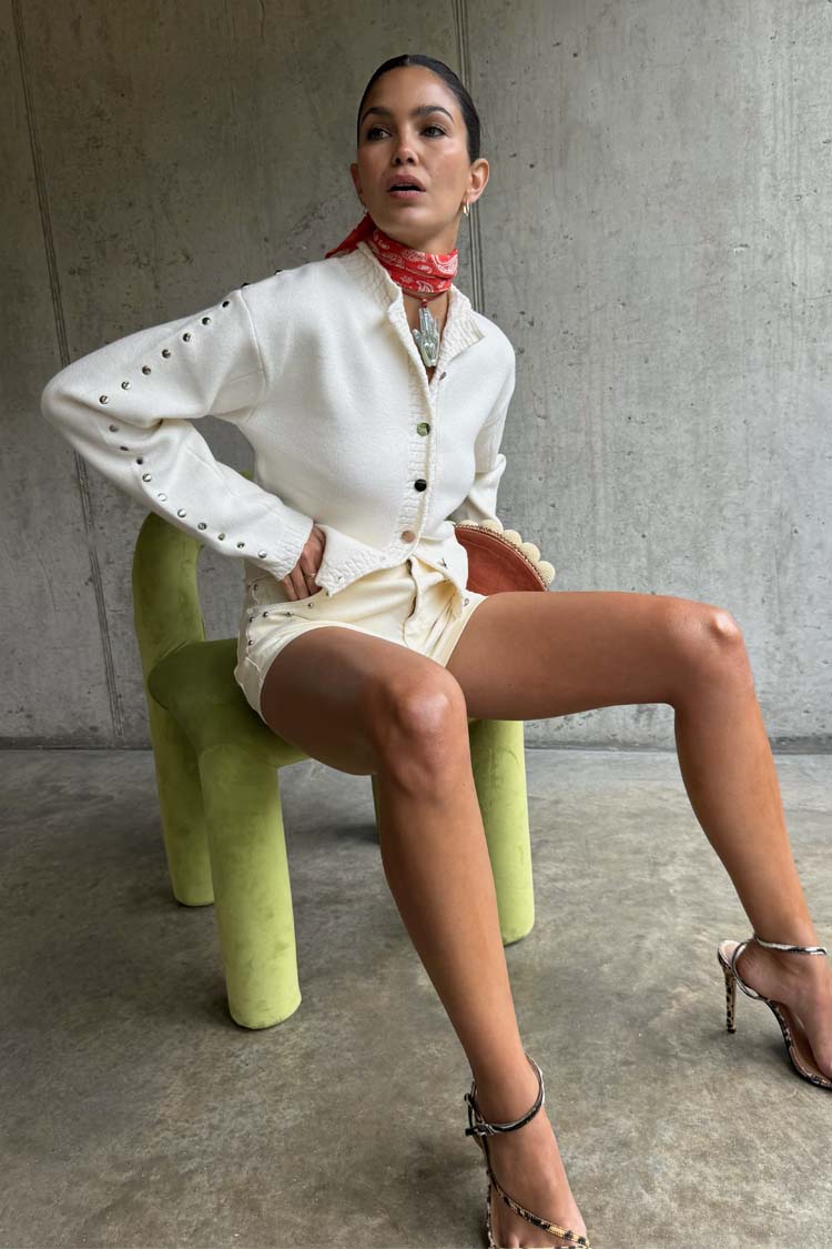 Ecru Studded Cardigan、mySite、solidvoid