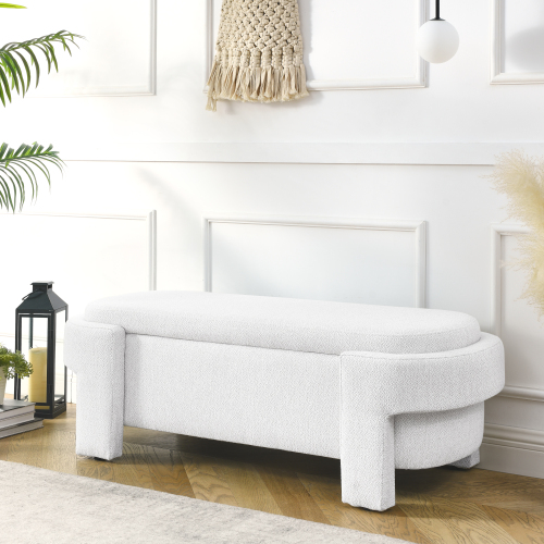 Linen Fabric Upholstered Bench with Large Storage Space for the Living Room, Entryway and Bedroom,Beige,( 51.5''x20.5''x17'' )、、casual